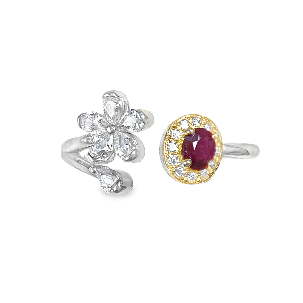 T591紅寶石花花戒指