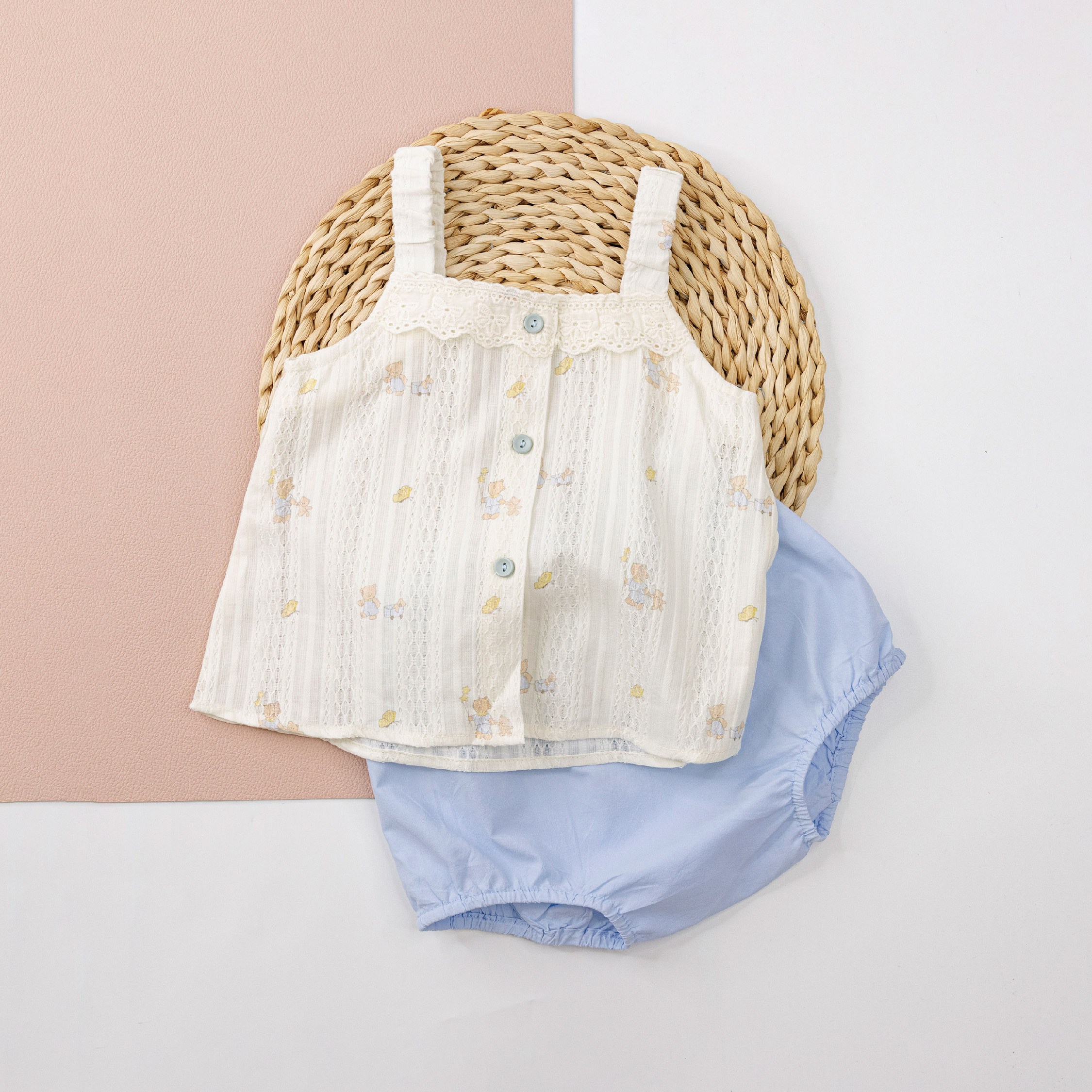 【JG0418】晚安小熊質感緹花刺繡套裝