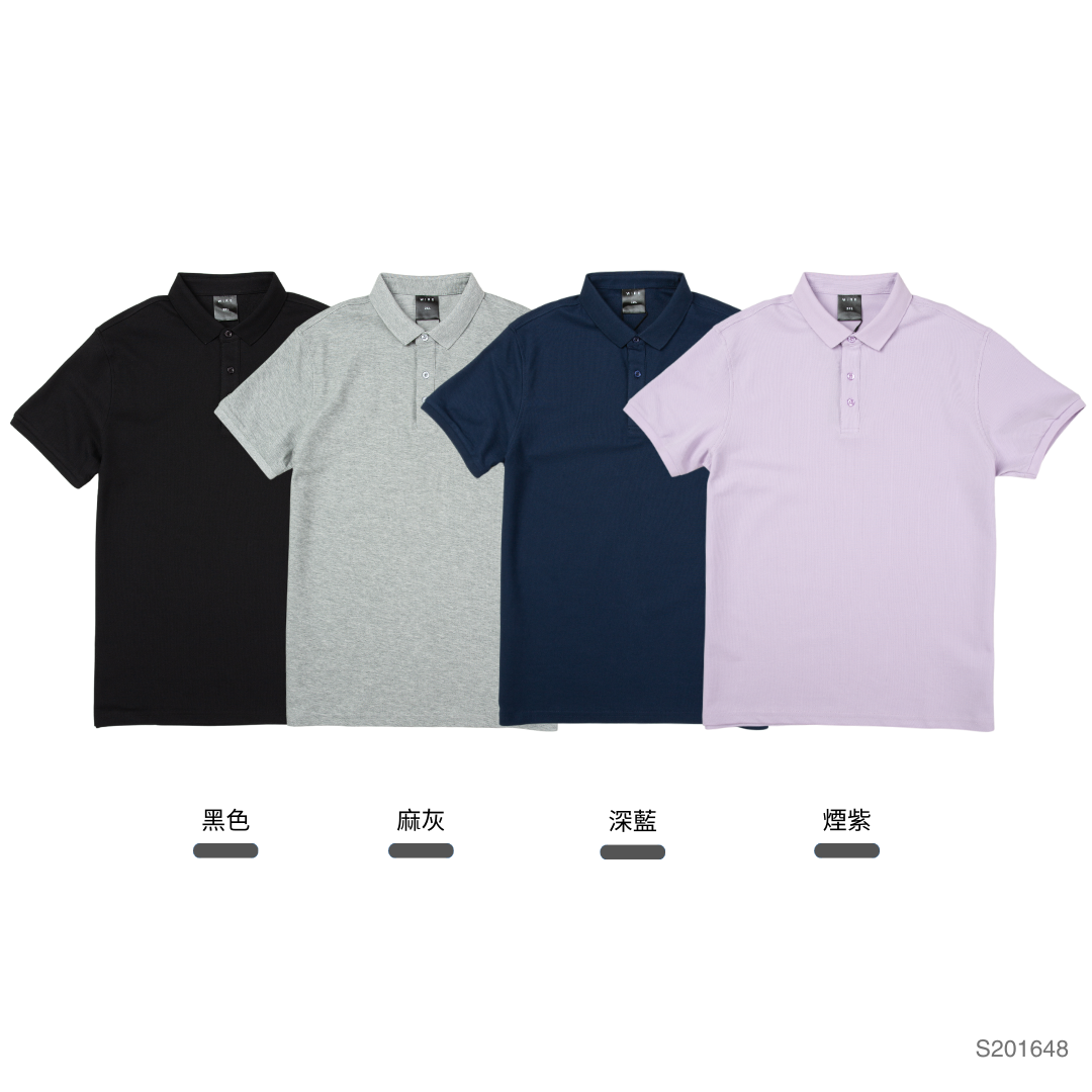 吸濕排汗 棉質網眼 短袖 POLO衫 素面 素色 黑色 麻灰 煙紫 深藍【 FUZY 】- S201648