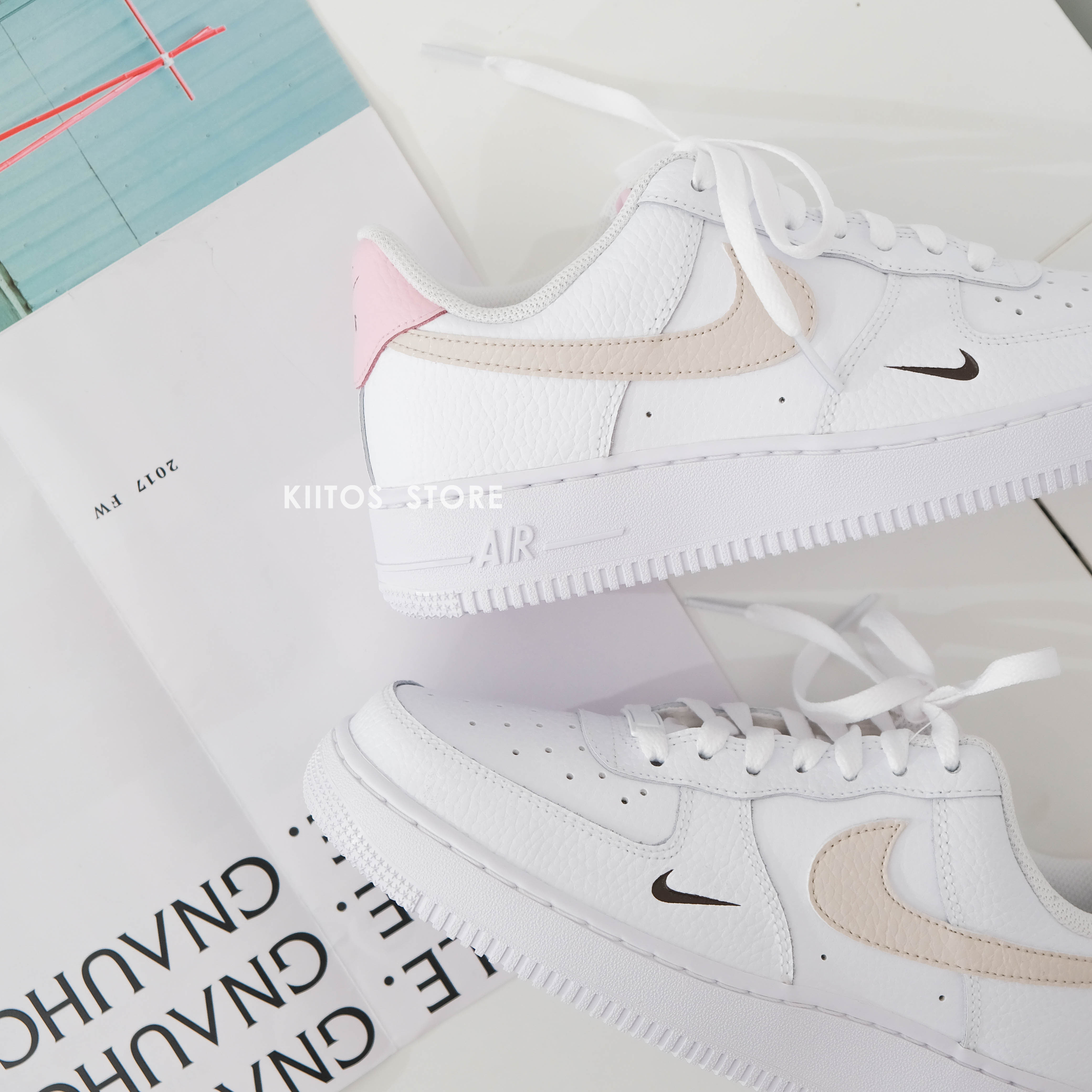 【現貨】 Nike Air Force 1 Low "Tumbled Pink" 草莓白摩卡 壓印小勾HF9992-100