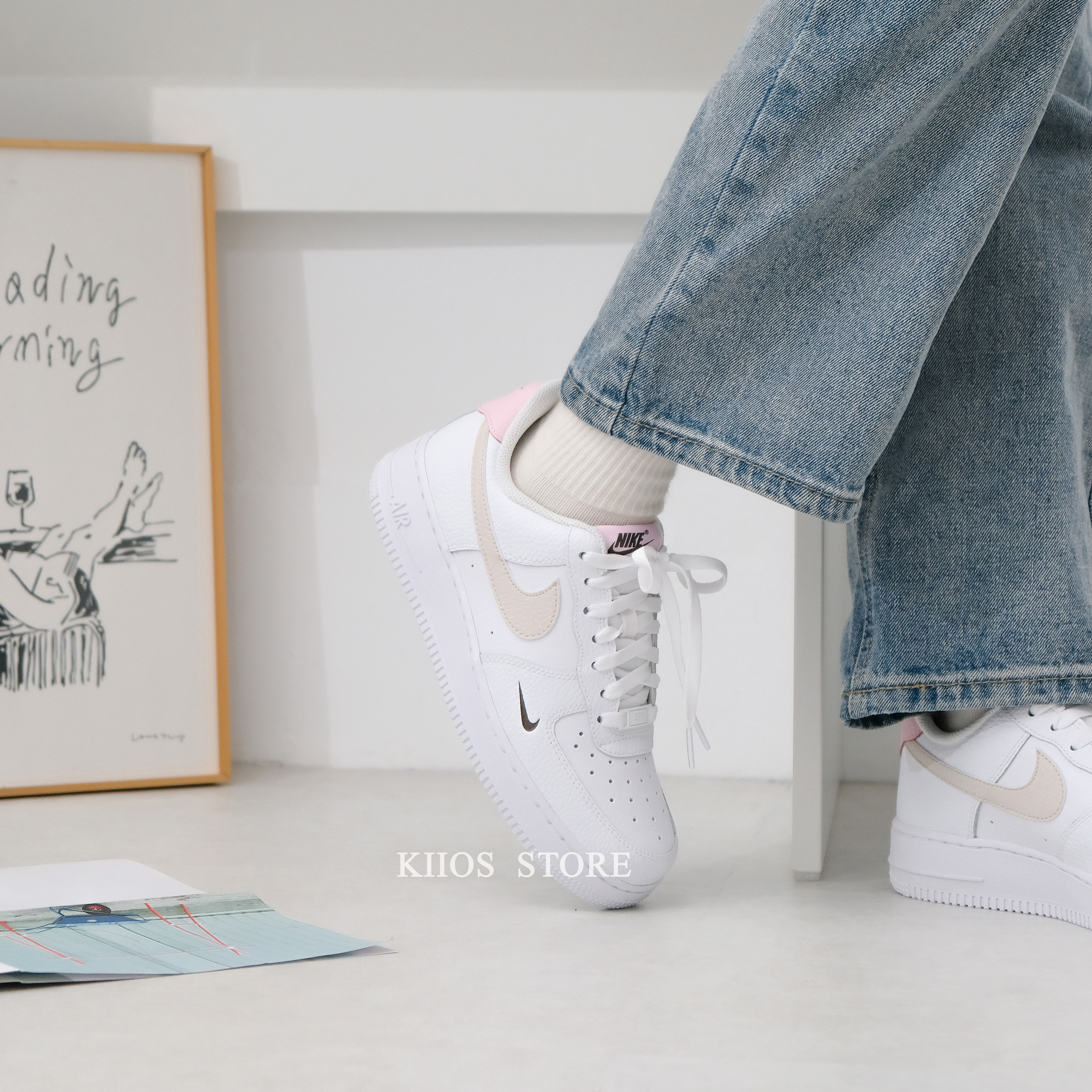 【現貨】 Nike Air Force 1 Low "Tumbled Pink" 草莓白摩卡 壓印小勾HF9992-100