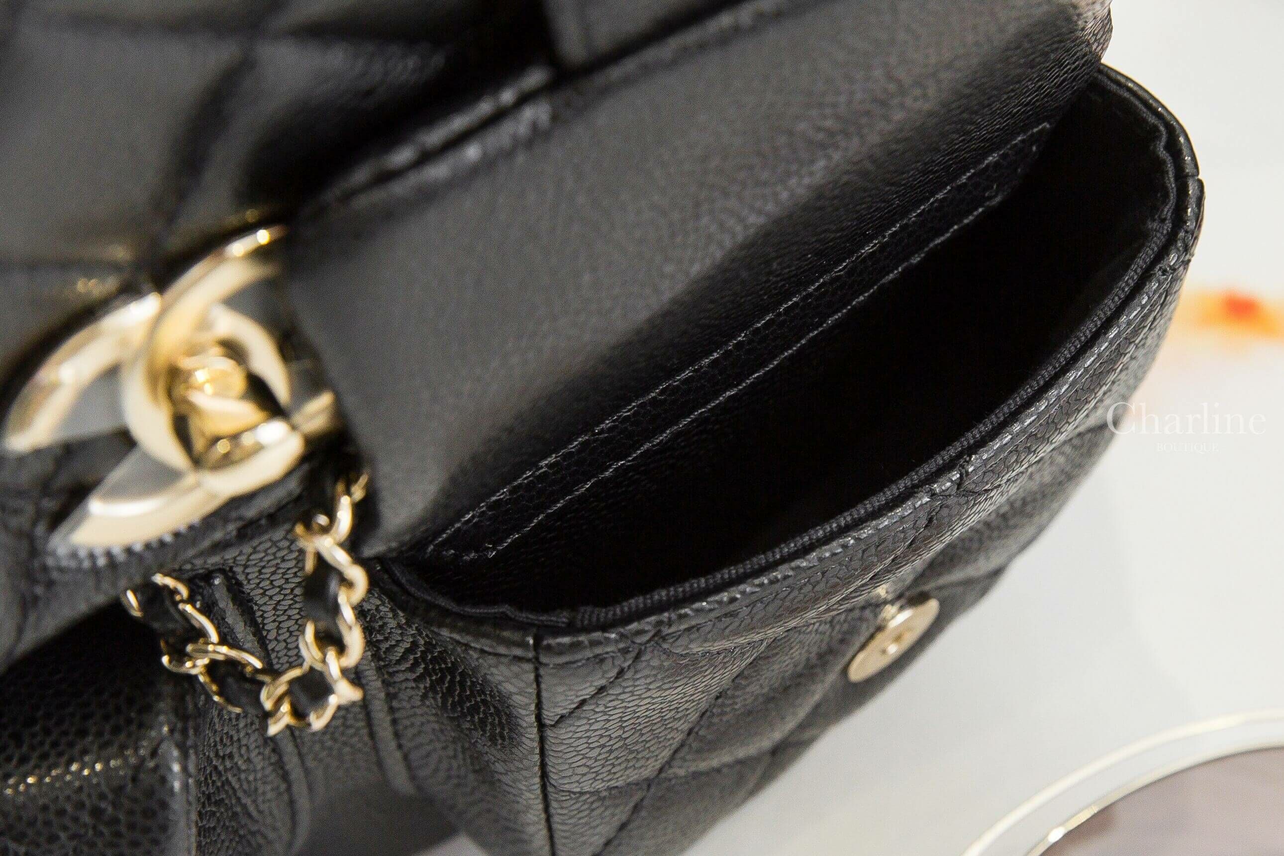 Chanel Backpack 黑色金CC金鍊雙口袋大型荔枝菱格紋手提後背包-Charline Boutique 精品代購