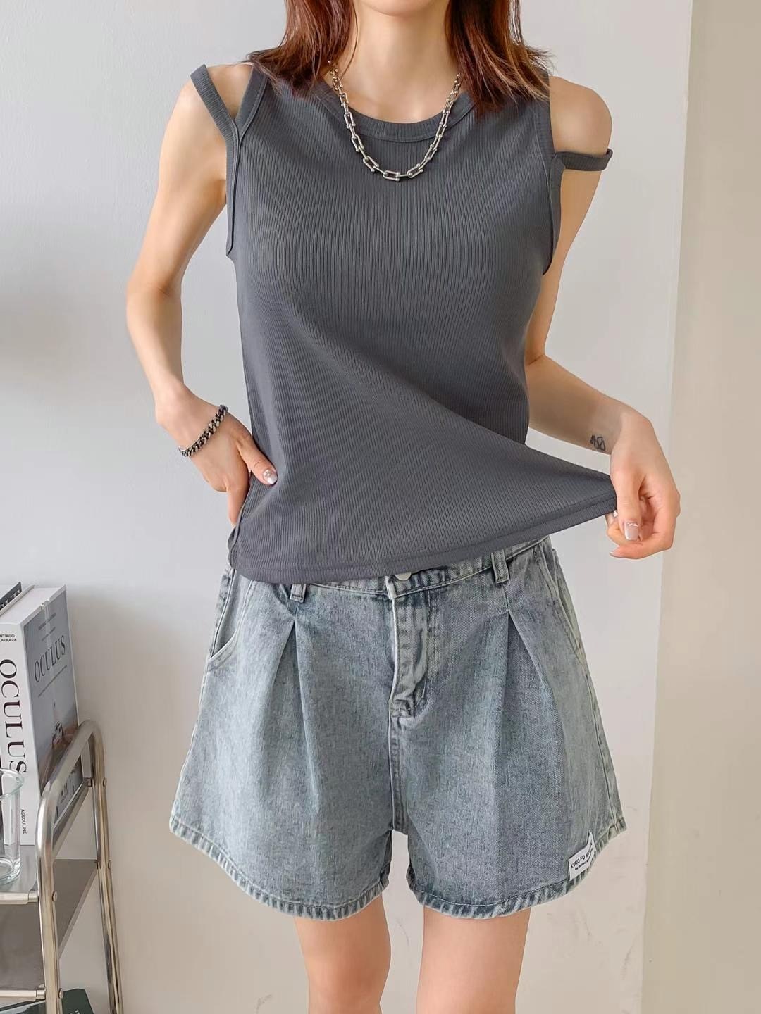 露肩型格彈彈背心(14043)