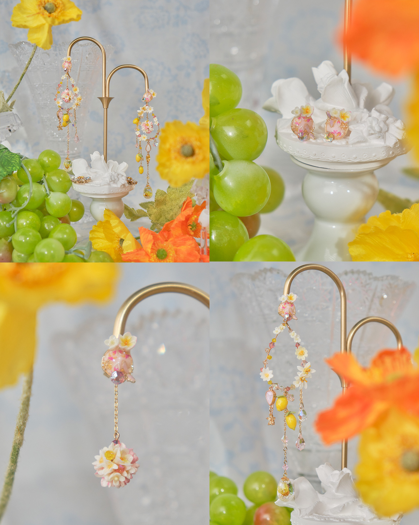 Floating off the Wall Citrus Floral 4-in-1 Bouquet Earrings