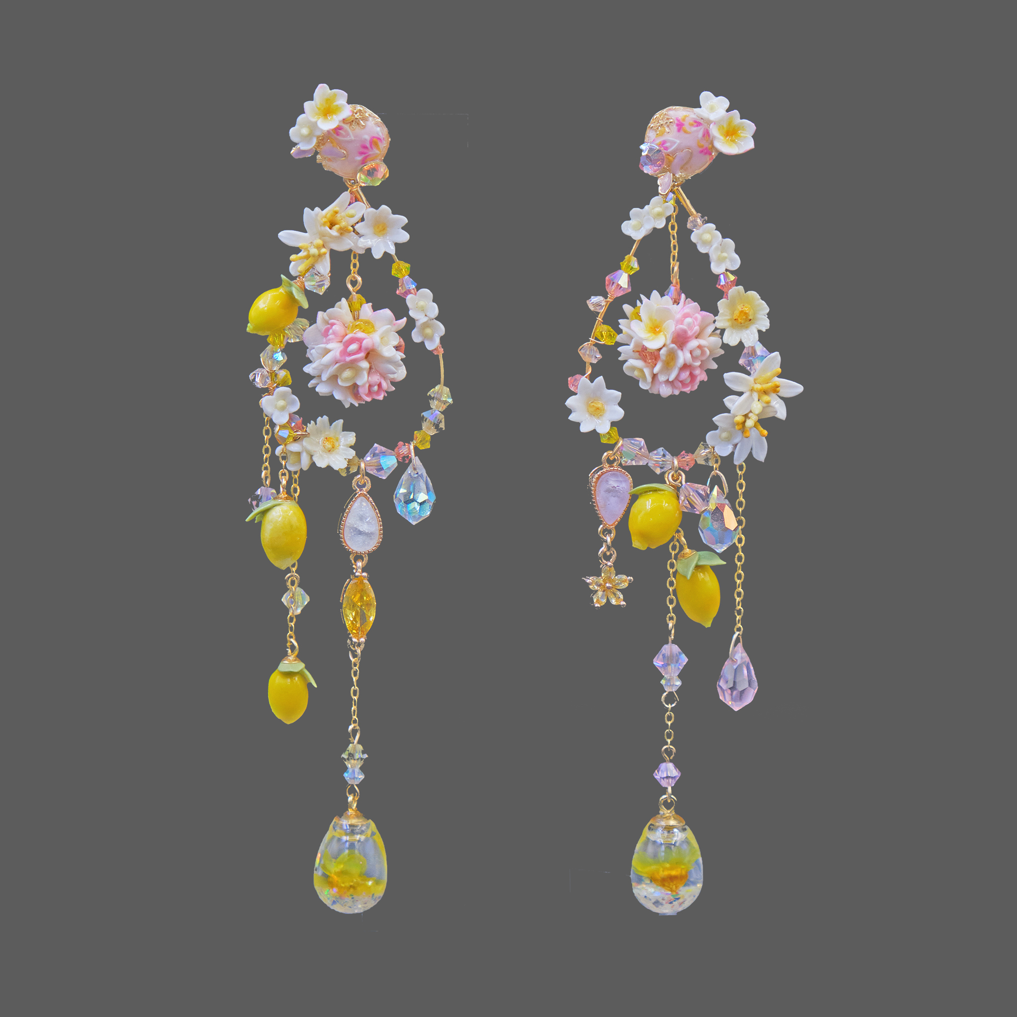 Floating off the Wall Citrus Floral 4-in-1 Bouquet Earrings
