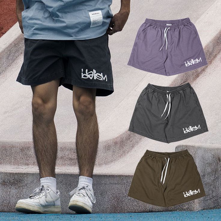idealism Washed Logo Shorts 紫色 棕色 灰色 洗水膝上褲【ID24016】