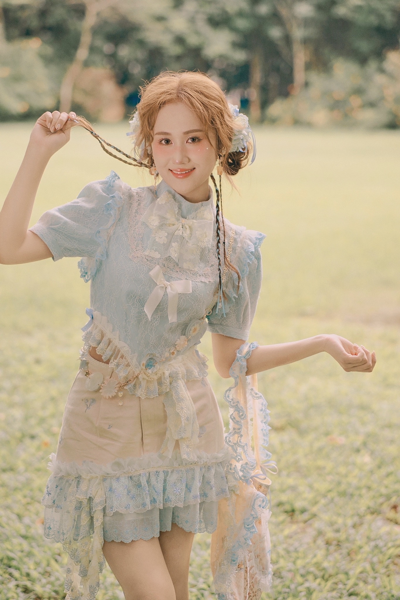 Lace Trim Patchwork Tote Bag