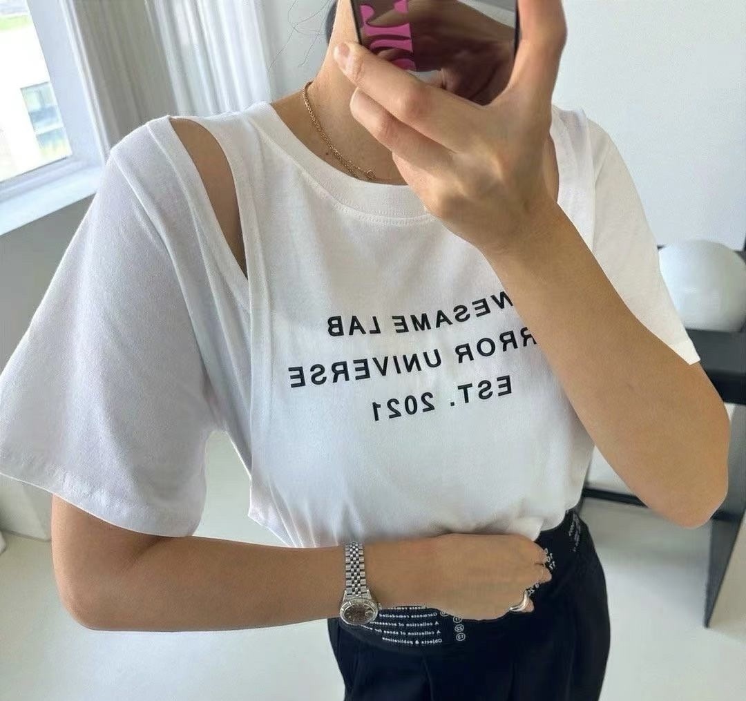 TC25 假背心字母上衣(白色)