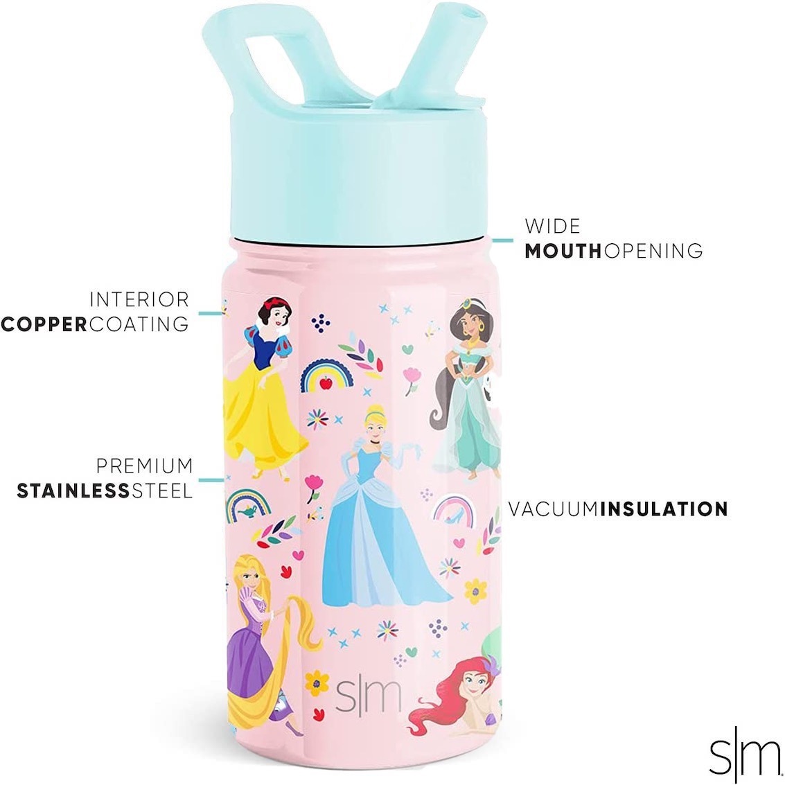 美國 Simple Modern 不鏽鋼吸管保溫水壺 - Disney Princess