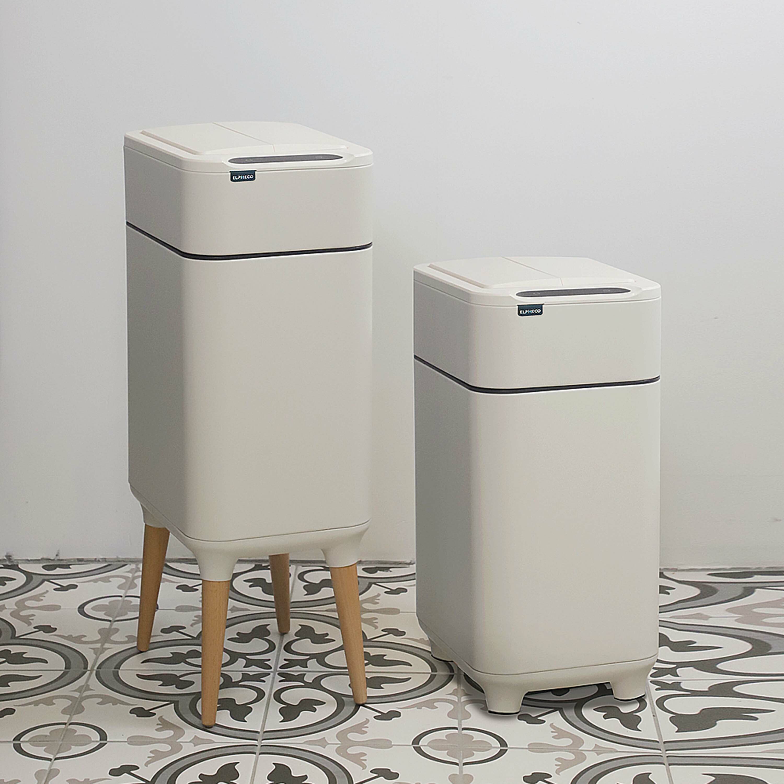 15L 不鏽鋼高腳雙開除臭感應垃圾桶 ELPH9910U 白色