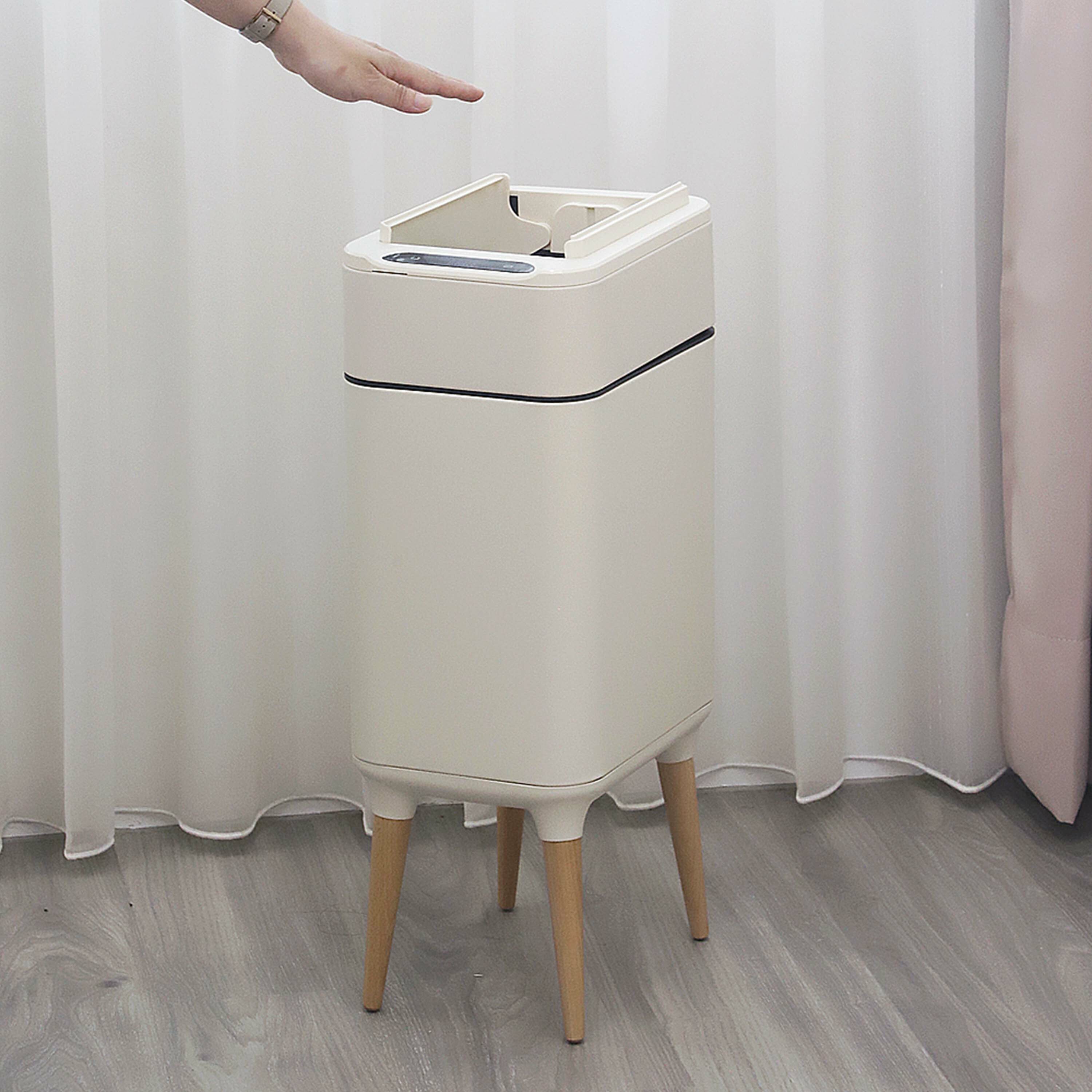 15L 不鏽鋼高腳雙開除臭感應垃圾桶 ELPH9910U 白色