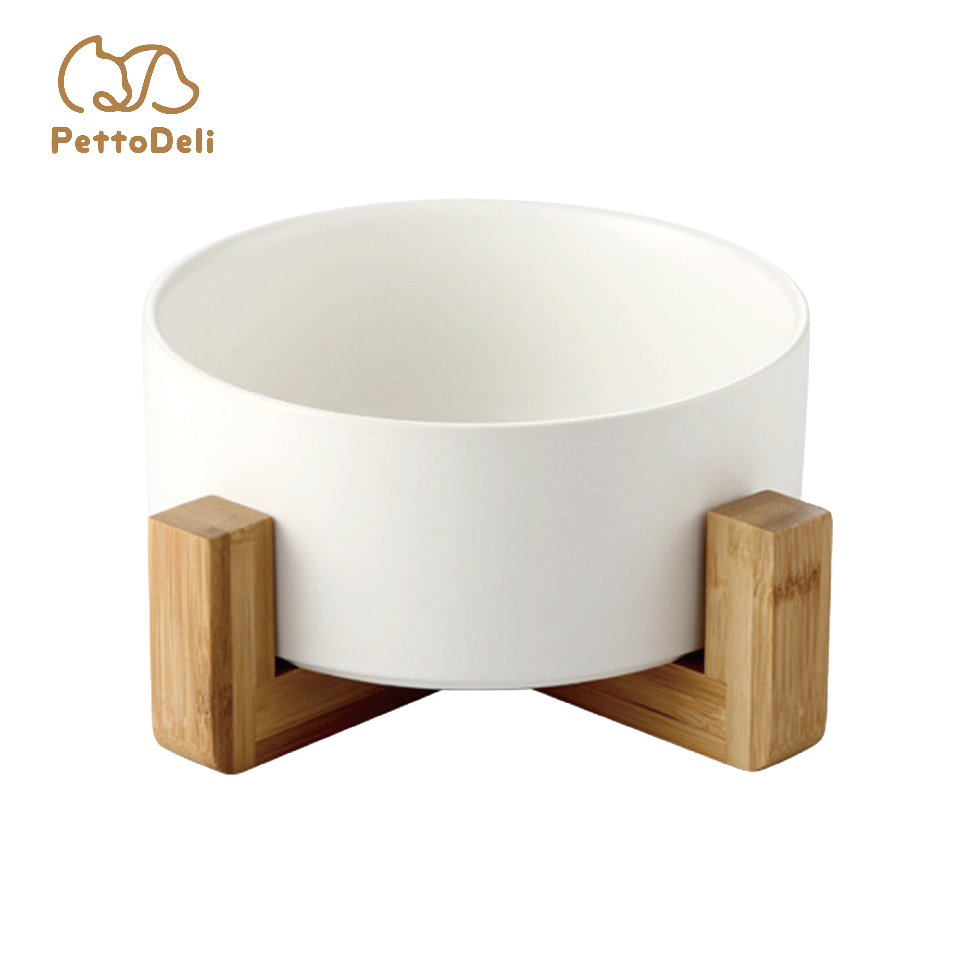 PettoDeli | 15.5cm啞面直身碗 連木架 (白色) （710001）