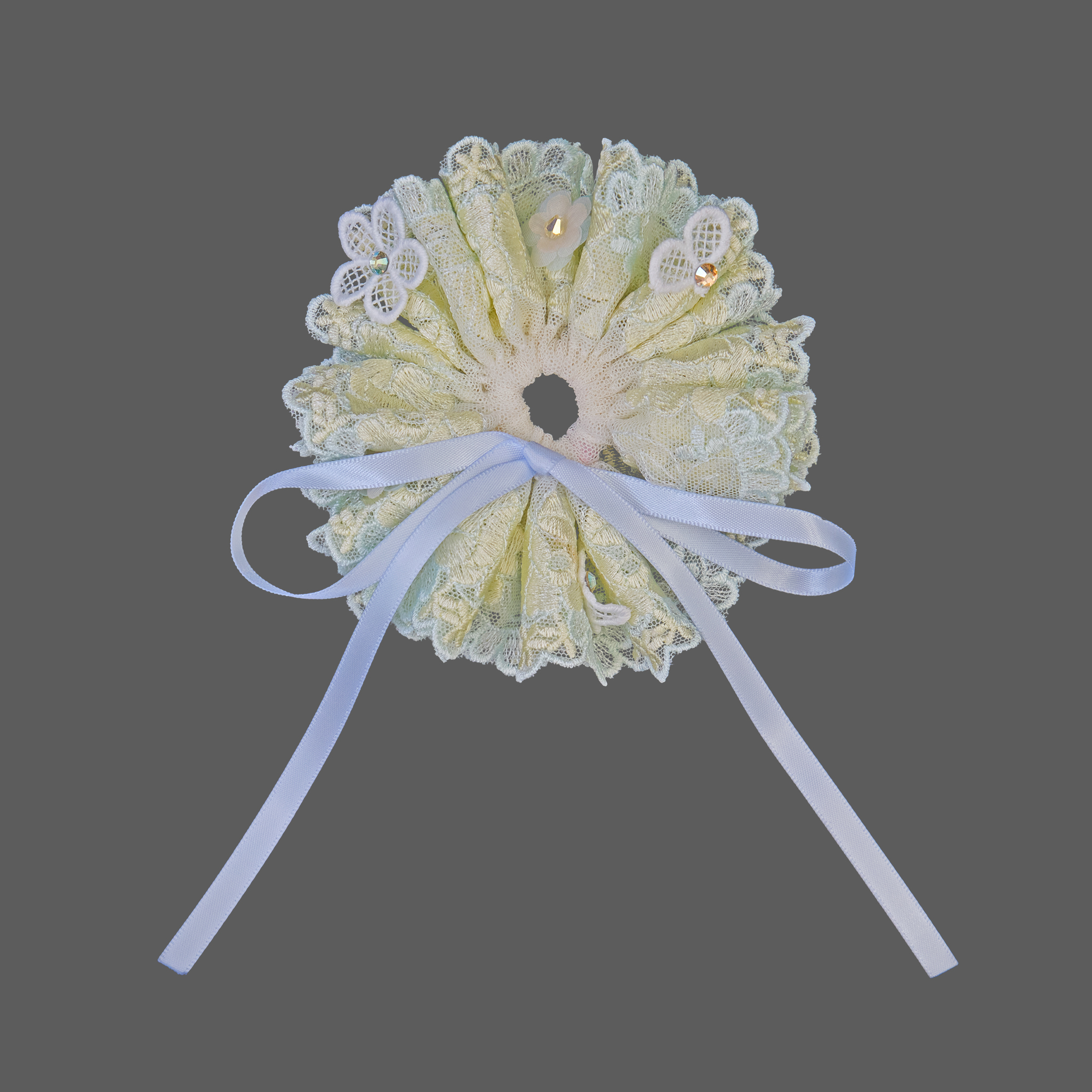 Cotton Candy Ice Cream Lace Bow Scrunchie