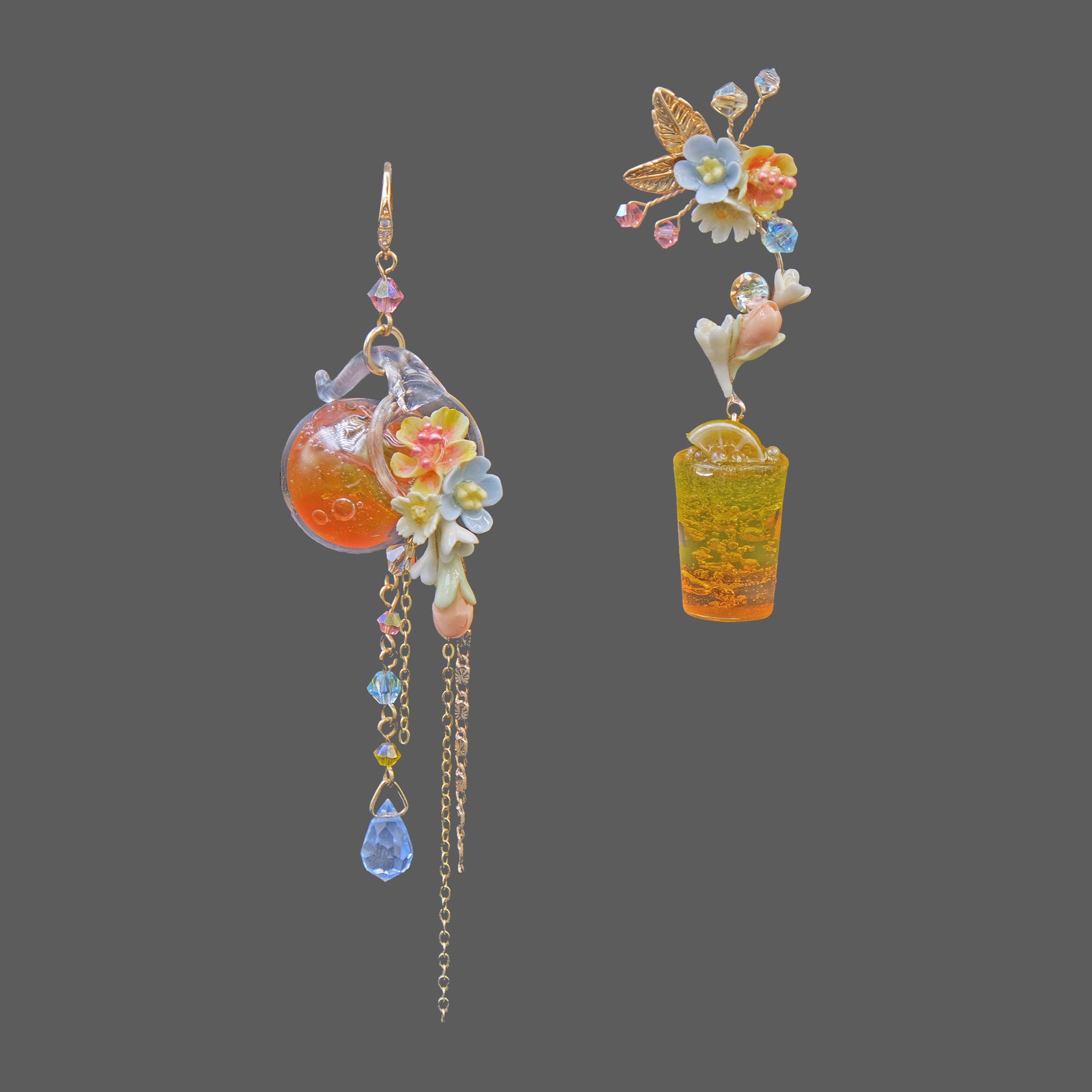 Spritz in the Summer Myosotis Asymmetrical Earrings