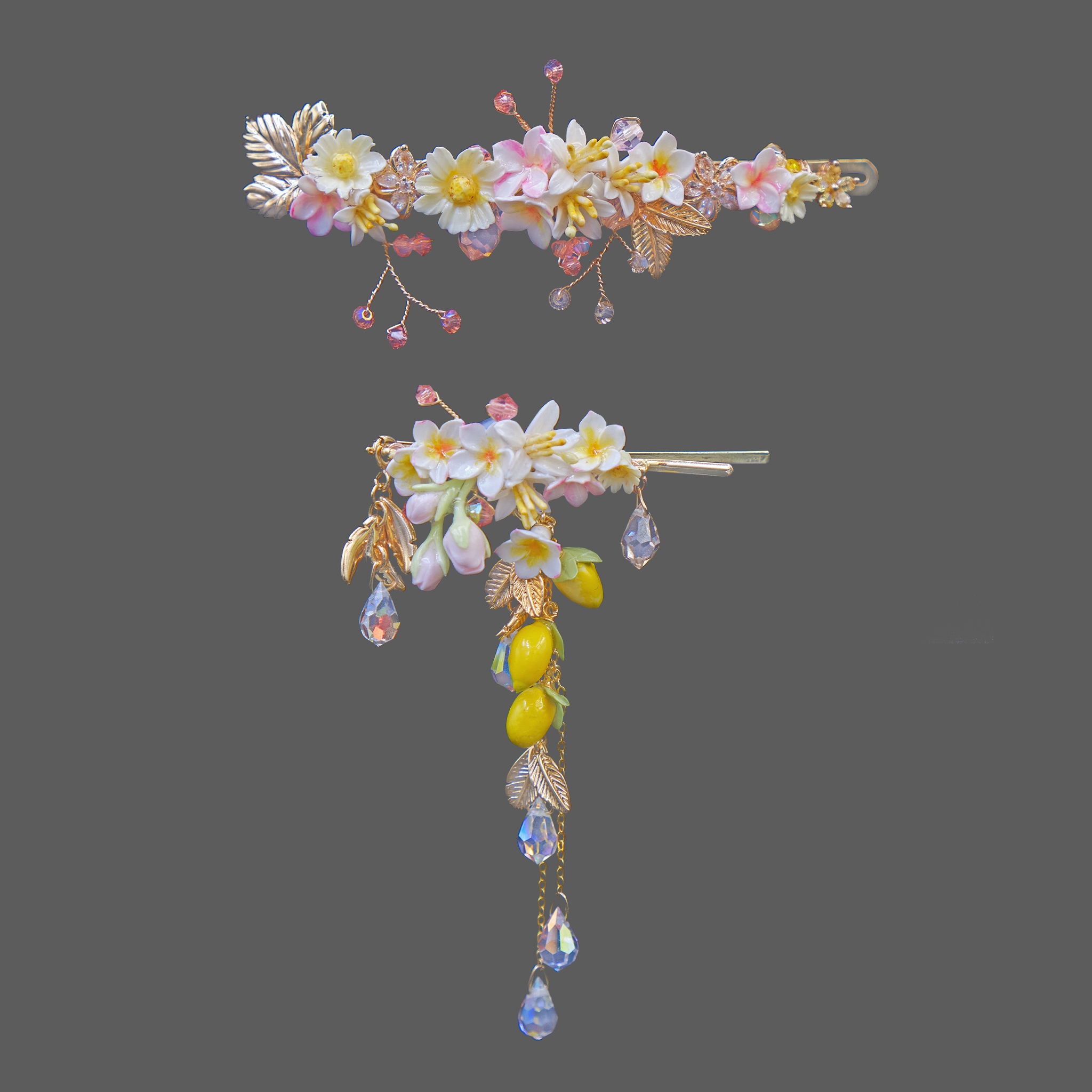 Utopia Plumeria Lemon Wall Garden Hair Clip Set