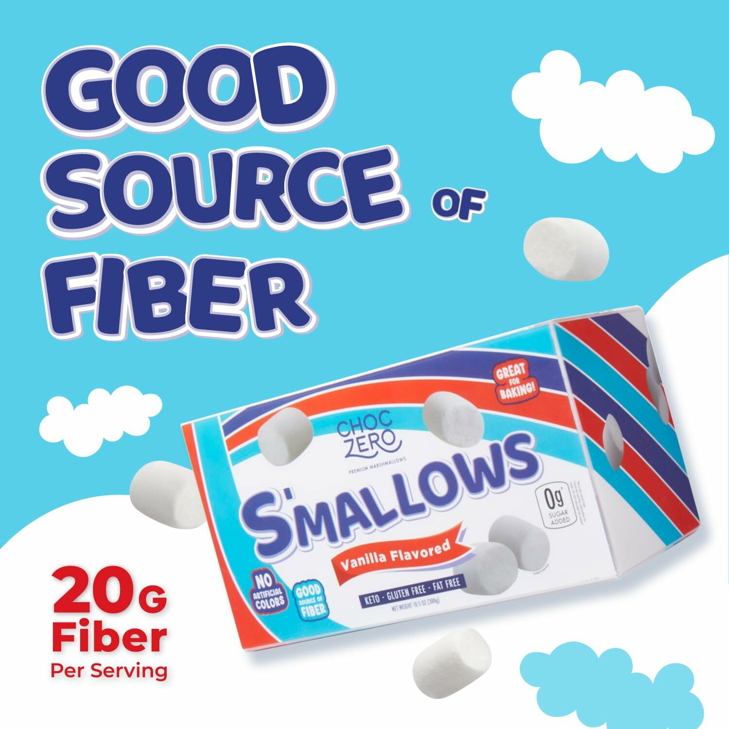 ChocZero 零糖雲尼拿棉花糖 (含3包獨立包裝) 100g*3小包 (新舊包裝隨機發貨)