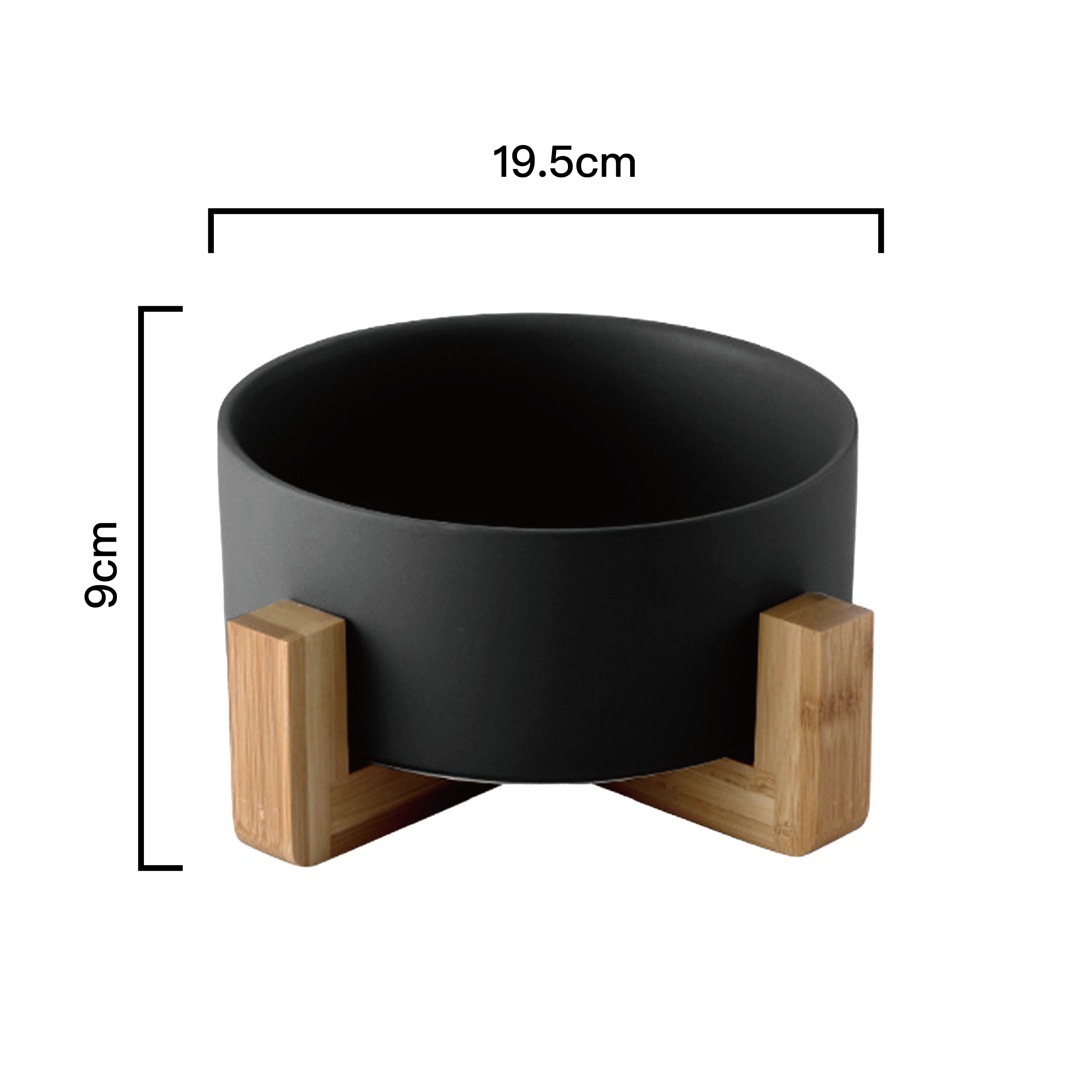 PettoDeli | 15.5cm啞面直身碗 連木架 (黑色)（710006）