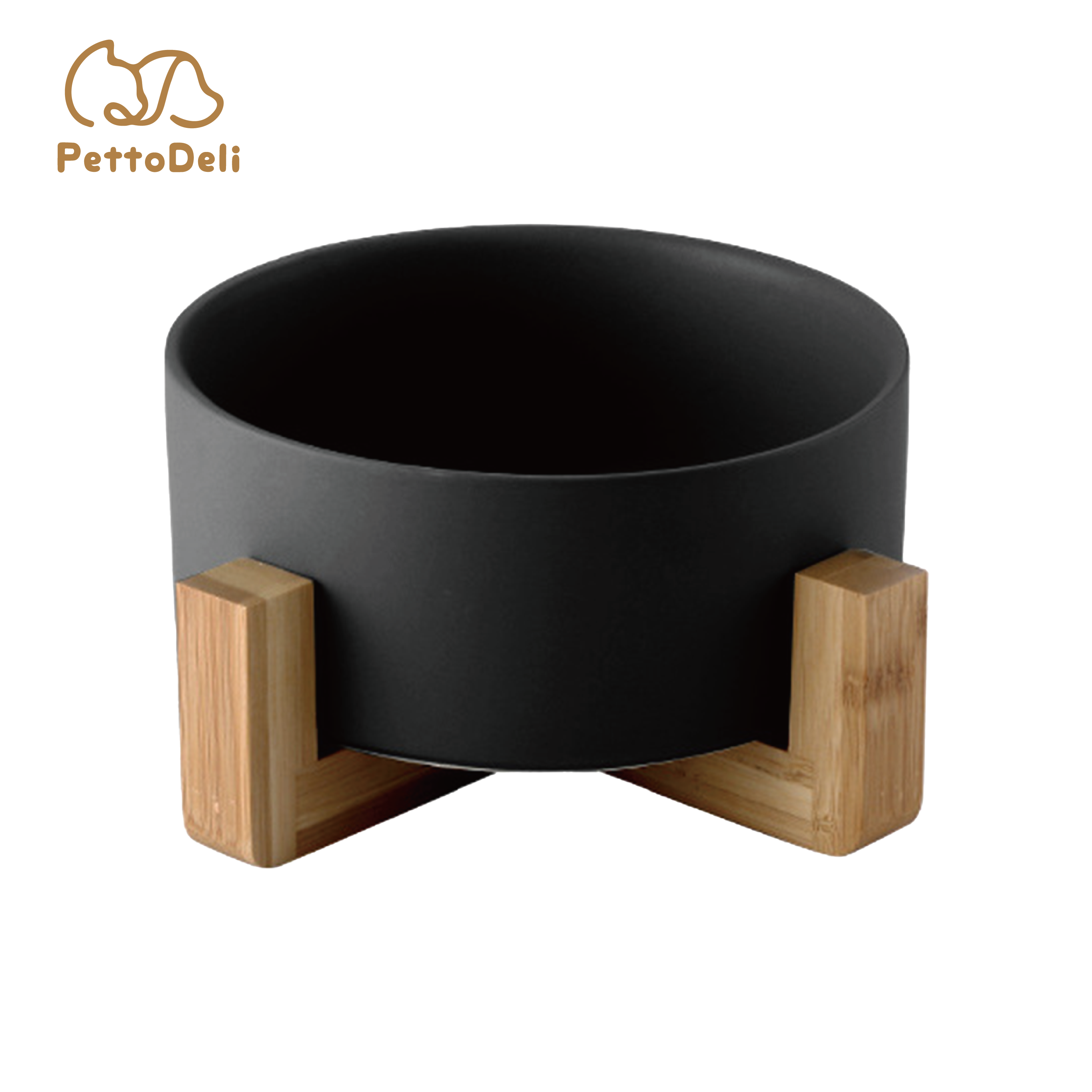 PettoDeli | 15.5cm啞面直身碗 連木架 (黑色)（710006）