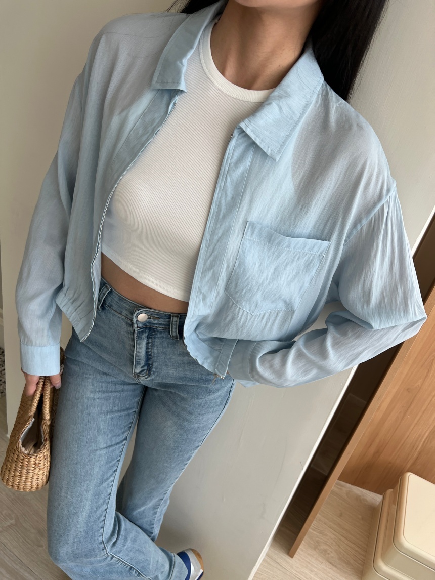 紗質防曬翻領拉鏈外套*3色