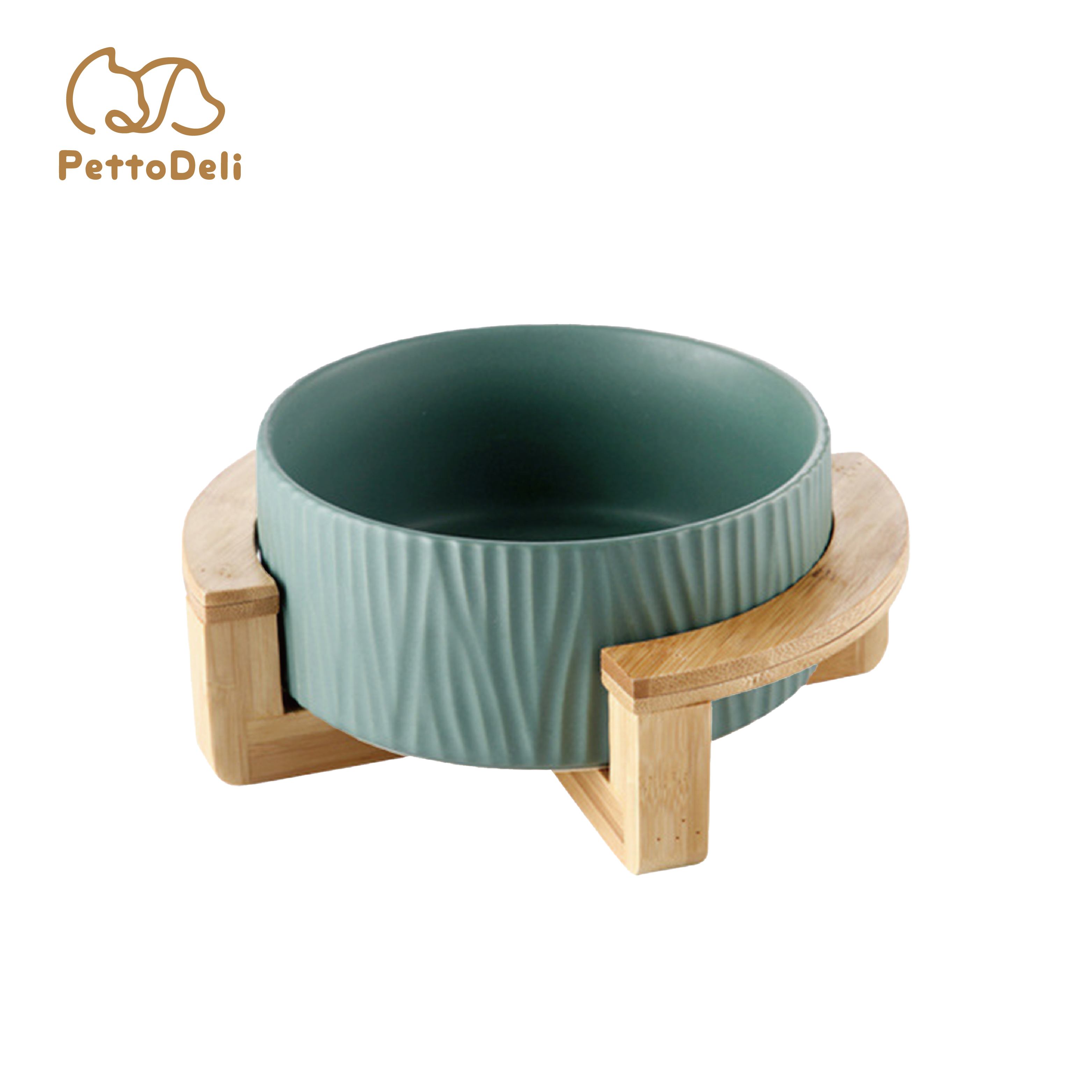 PettoDeli | 13cm 樹紋直身碗 連半圓弧木架 (綠色)（710014）