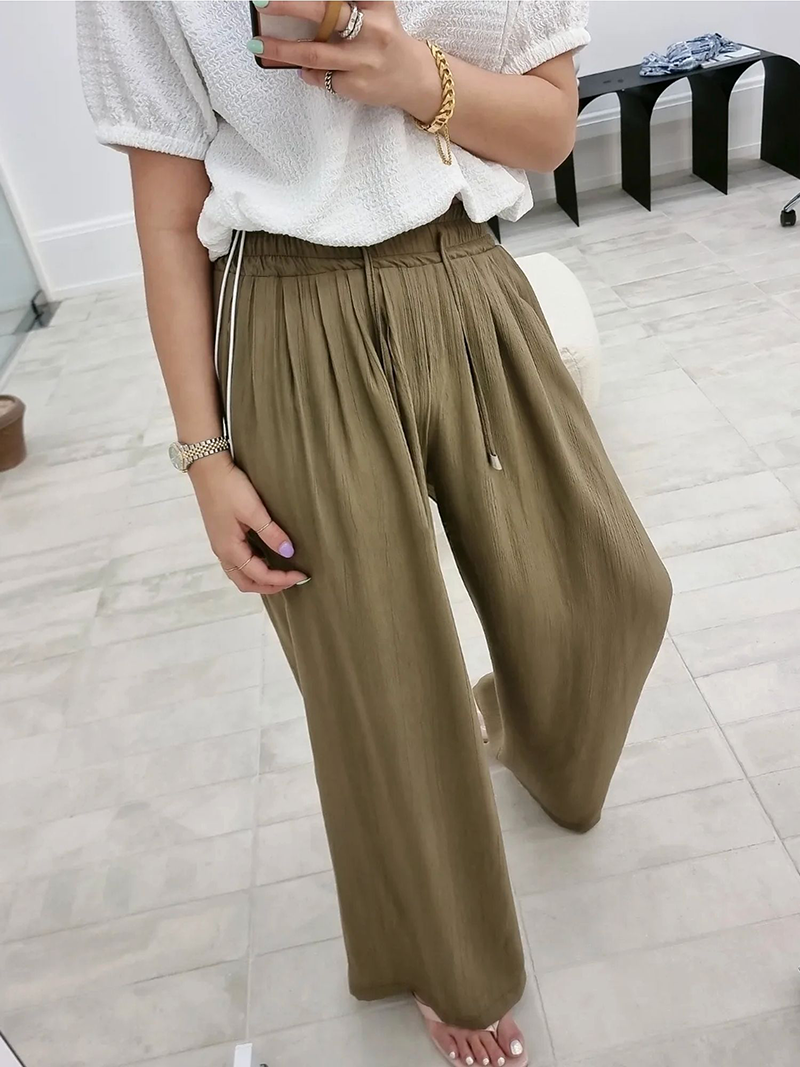 [現貨]質感輕盈涼感寬褲 [ 2色 / Free ]