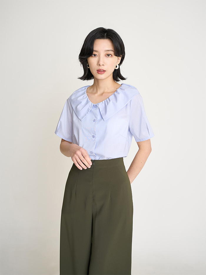 雲朵領開襟襯衫-青空