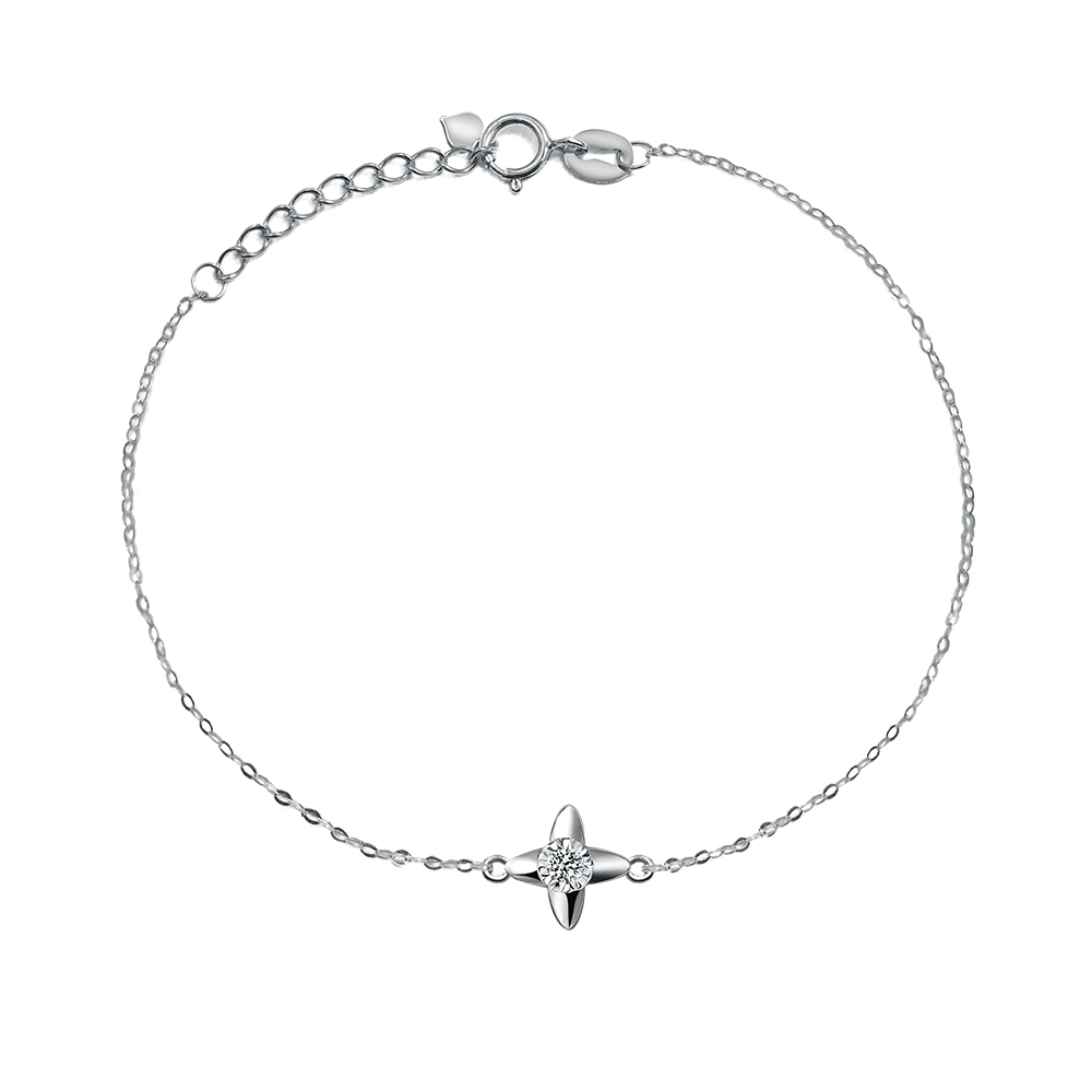 18K十字鑽石手鍊