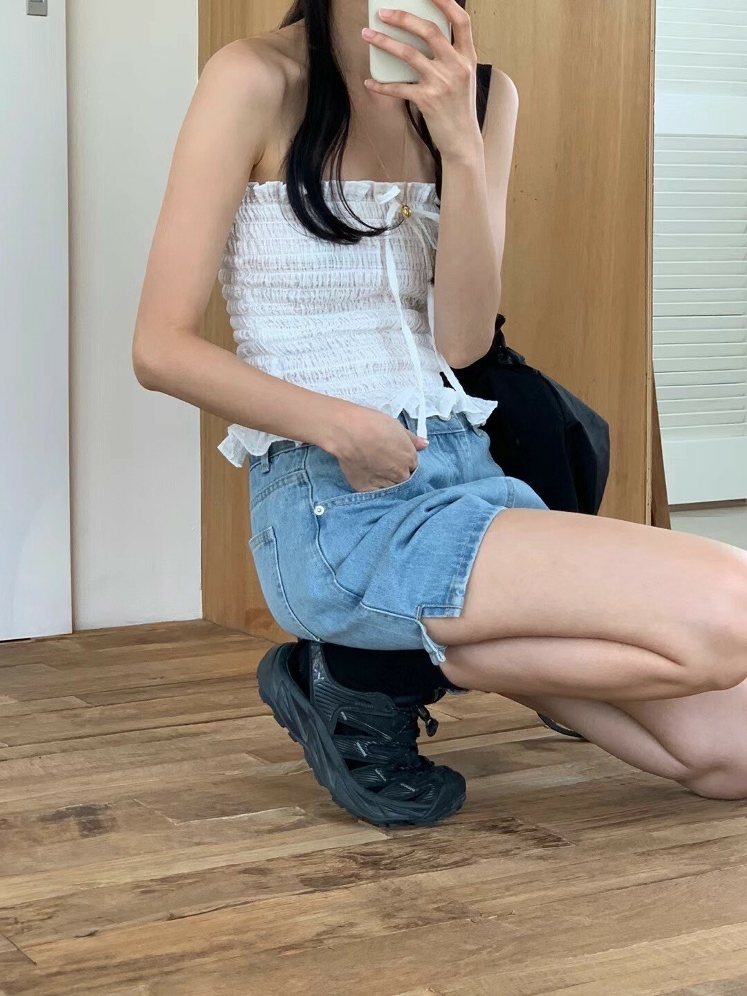 【正韓】皺皺緊緊平口上衣（現貨）