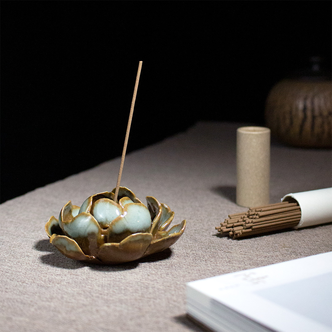 手作陶瓷綠影牡丹