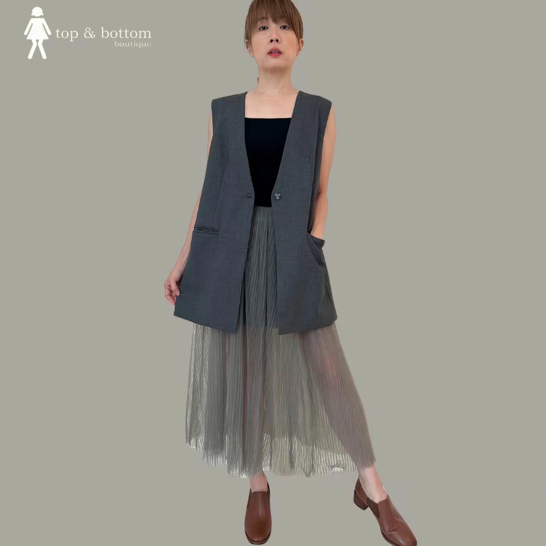 HIGH WAISTED ORGANZA PLEATED SKIRT