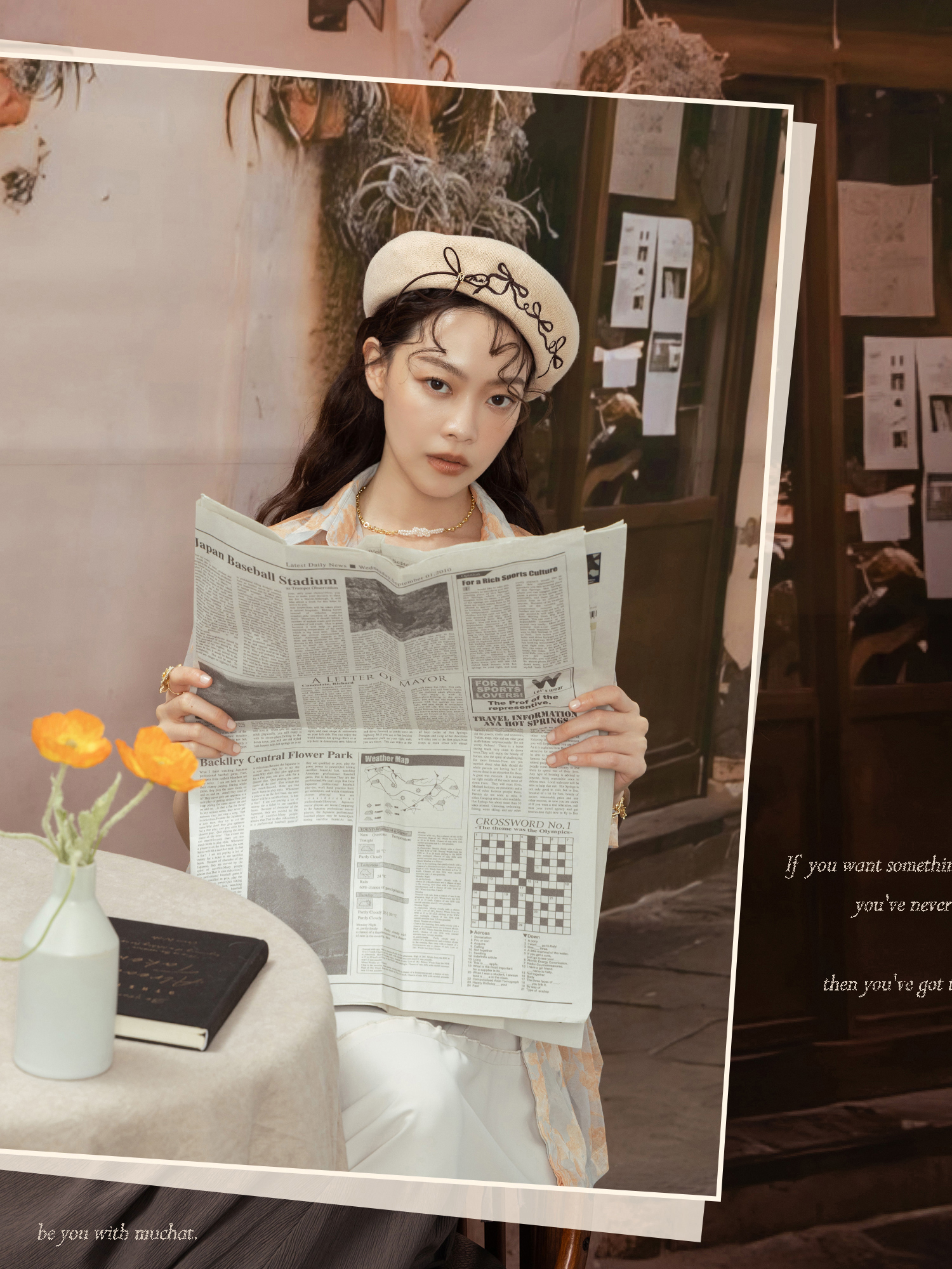 Ciao留學生。MUCHAT手作刺繡麂皮蝶結貝蕾帽