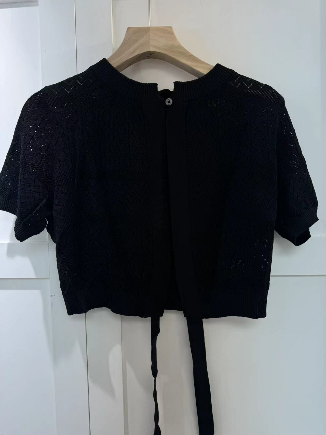 黑色針織短袖-T