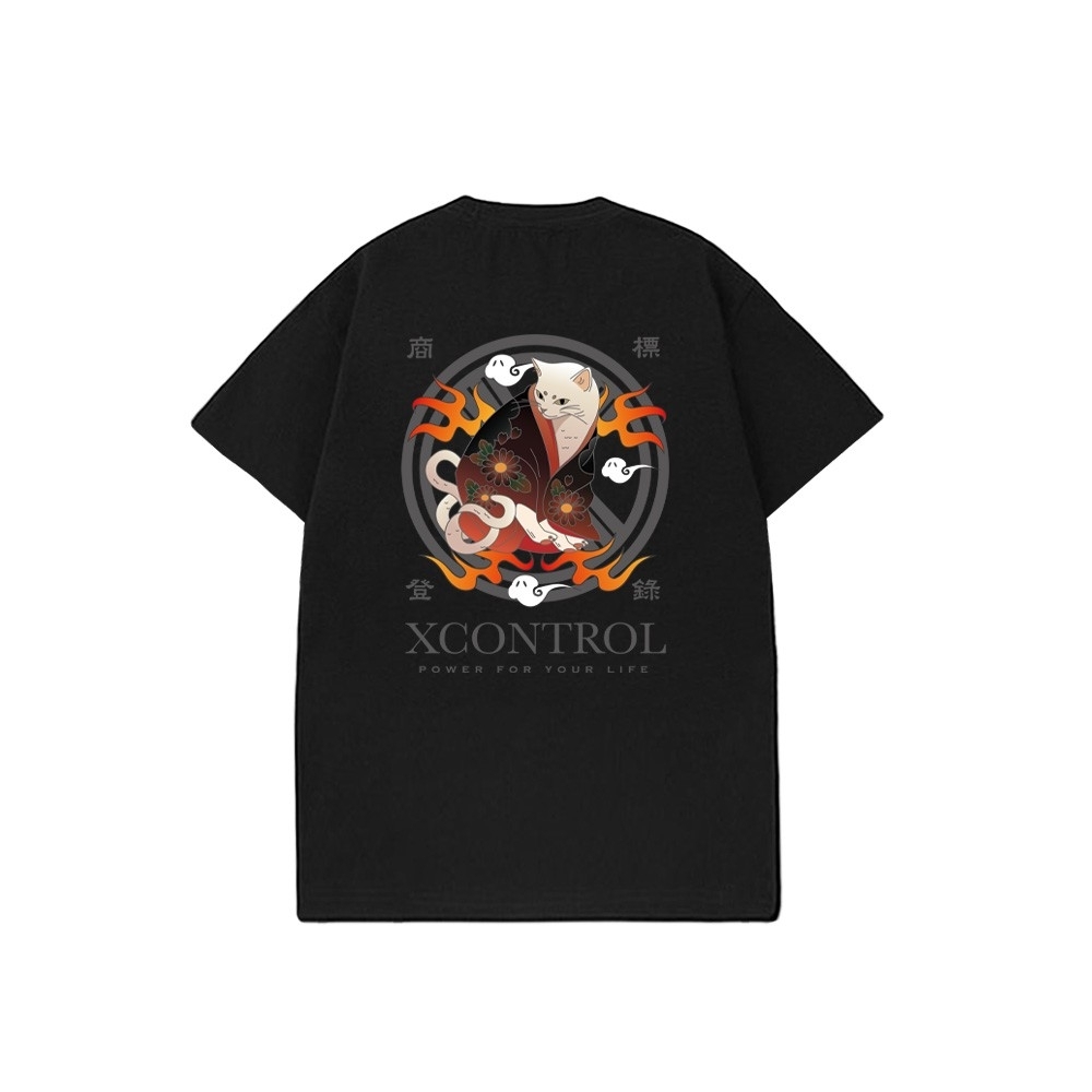 XCTRL 百鬼貓又短T-黑