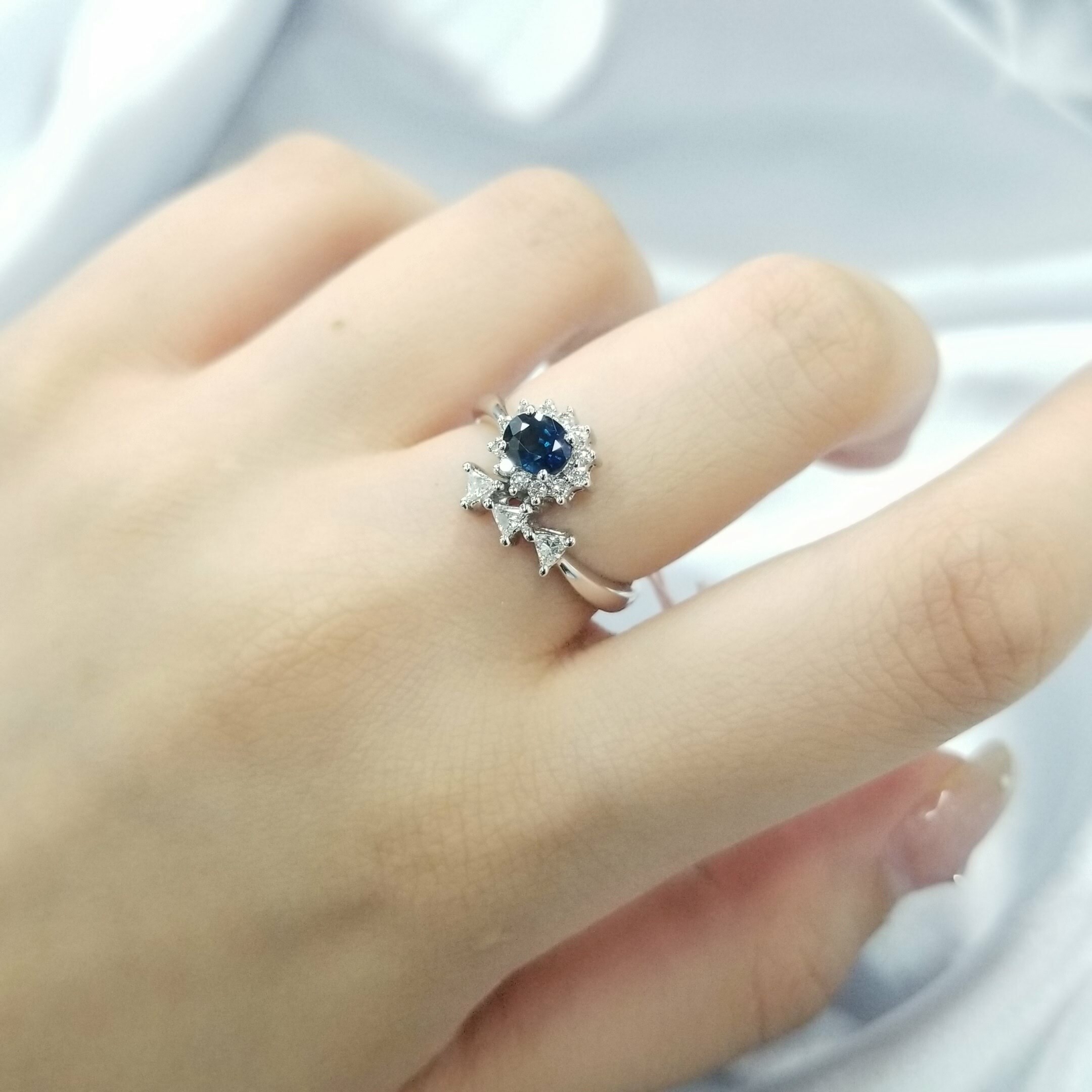 18K White Gold 0.56ct Sapphire and Diamond Ring
