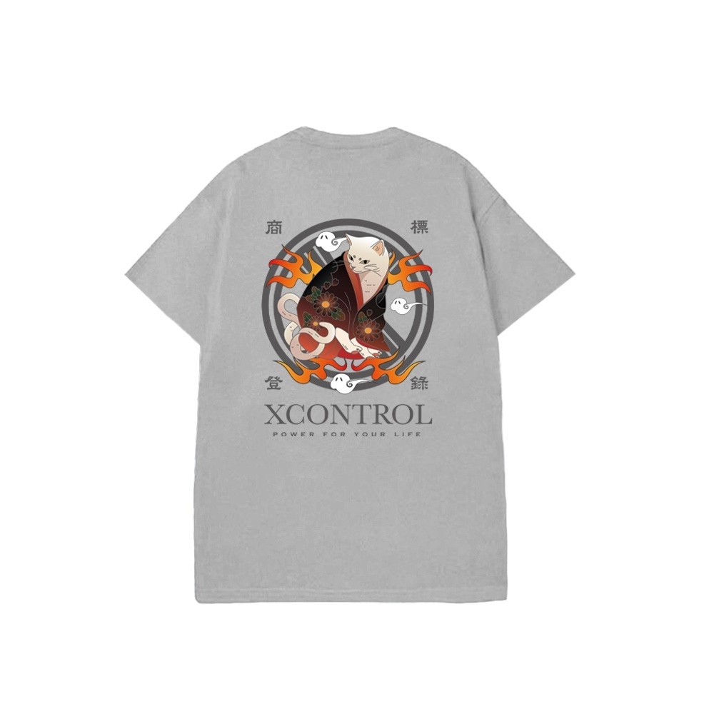 XCTRL 百鬼貓又短T-灰