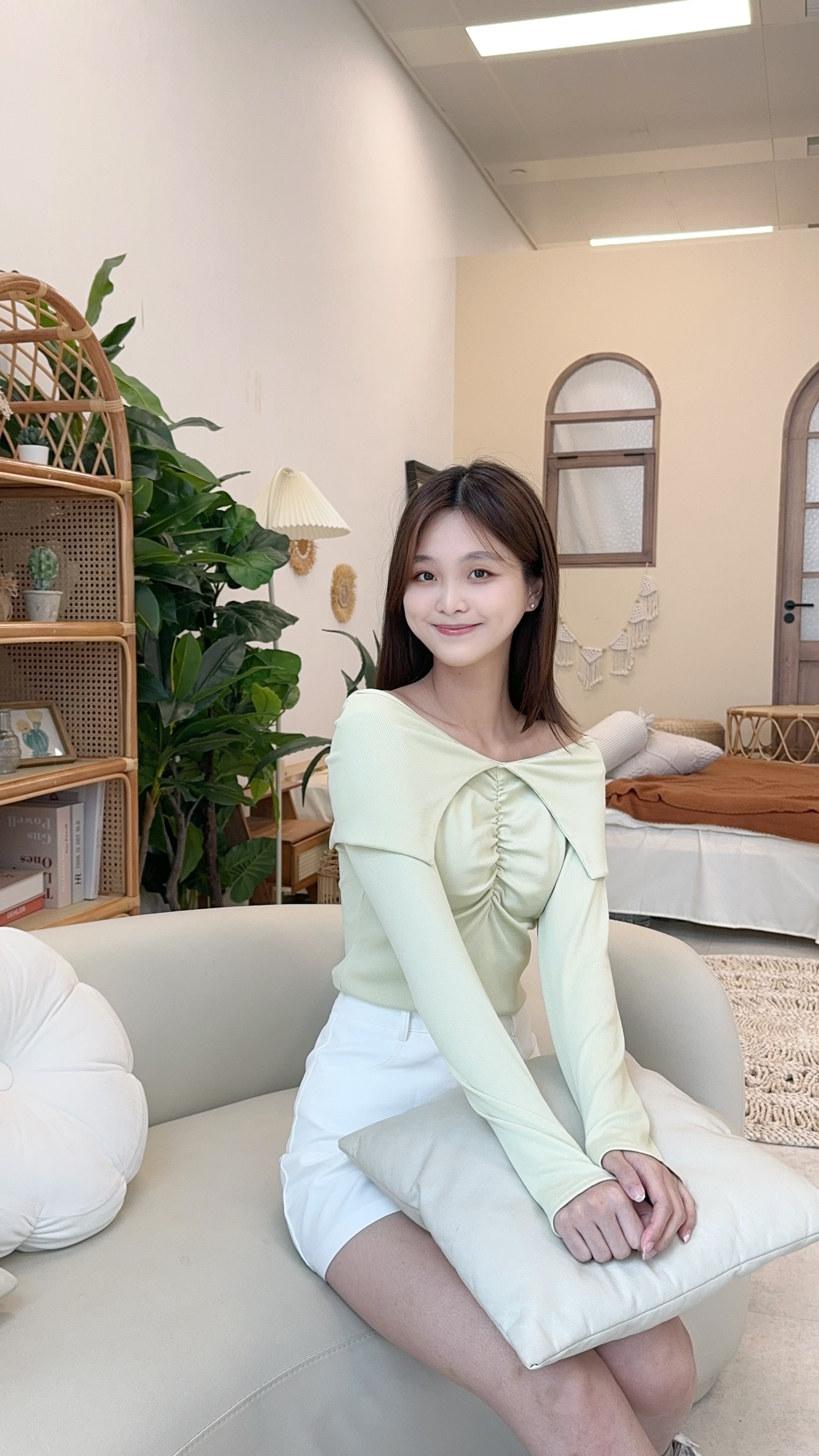 反領2ways摺摺top