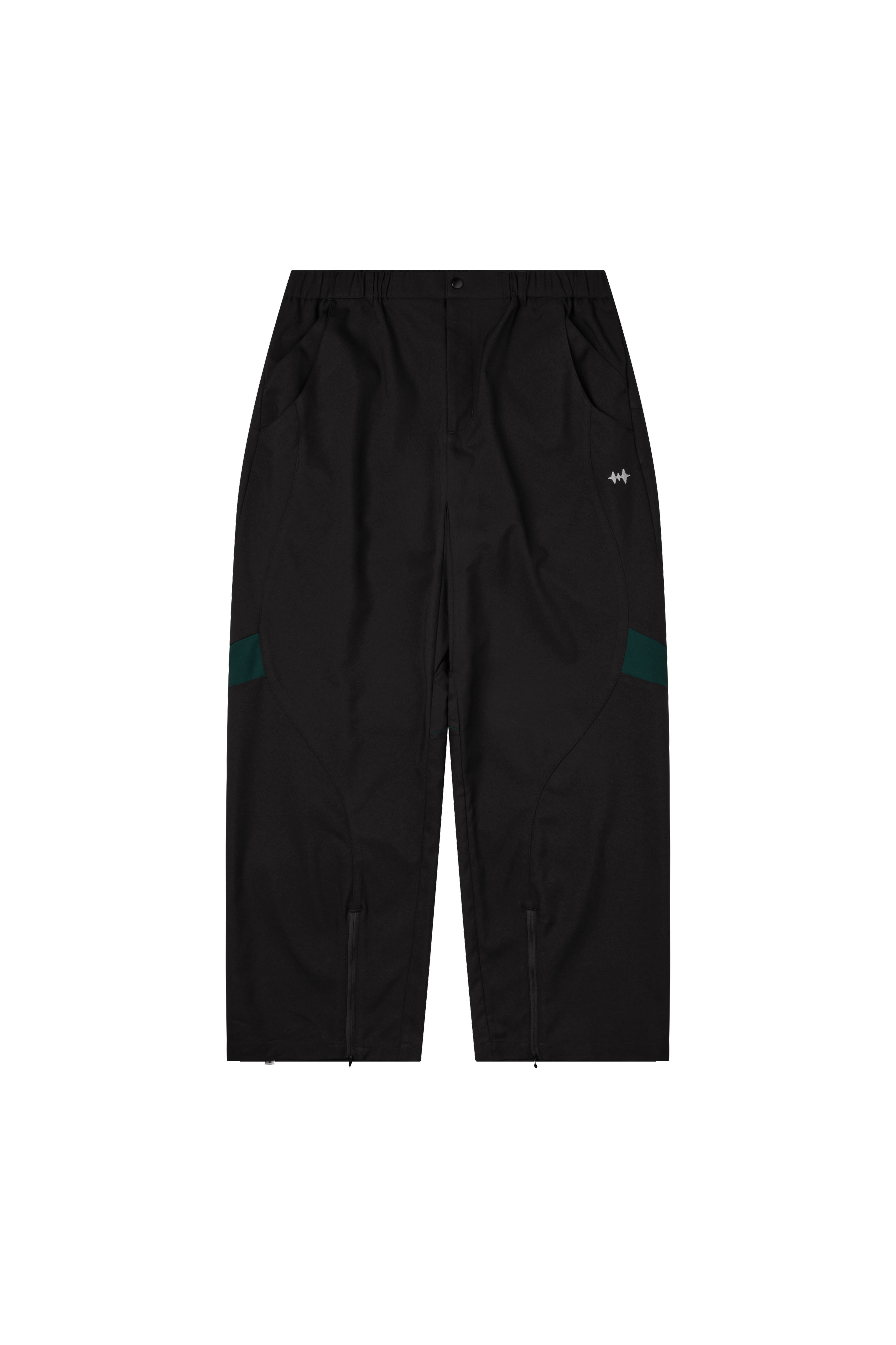 CURVED SPLICING TROUSERS - BLACK
