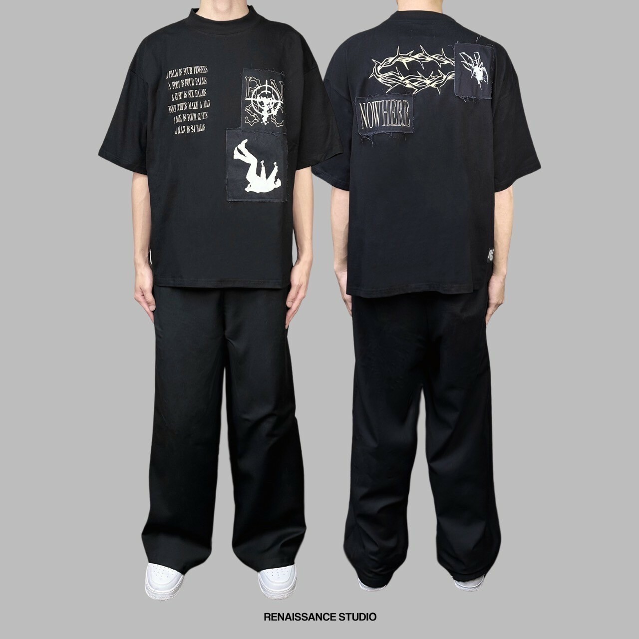 RENAISSANCE 暗黑圖像 貼布 荊棘標語 蜘蛛 剪裁短袖 T ‘’NOWHERE Turtleneck Tee‘’