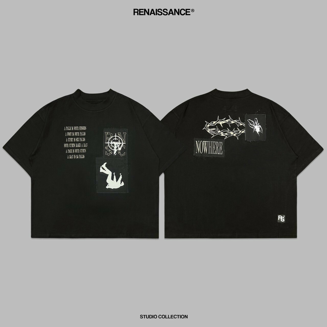 RENAISSANCE 暗黑圖像 貼布 荊棘標語 蜘蛛 剪裁短袖 T ‘’NOWHERE Turtleneck Tee‘’