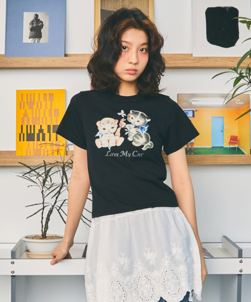 【代購】 LMC 女 LOVE MY CAT 貓貓 圖案 短版 短袖 短T 0LM24STS805