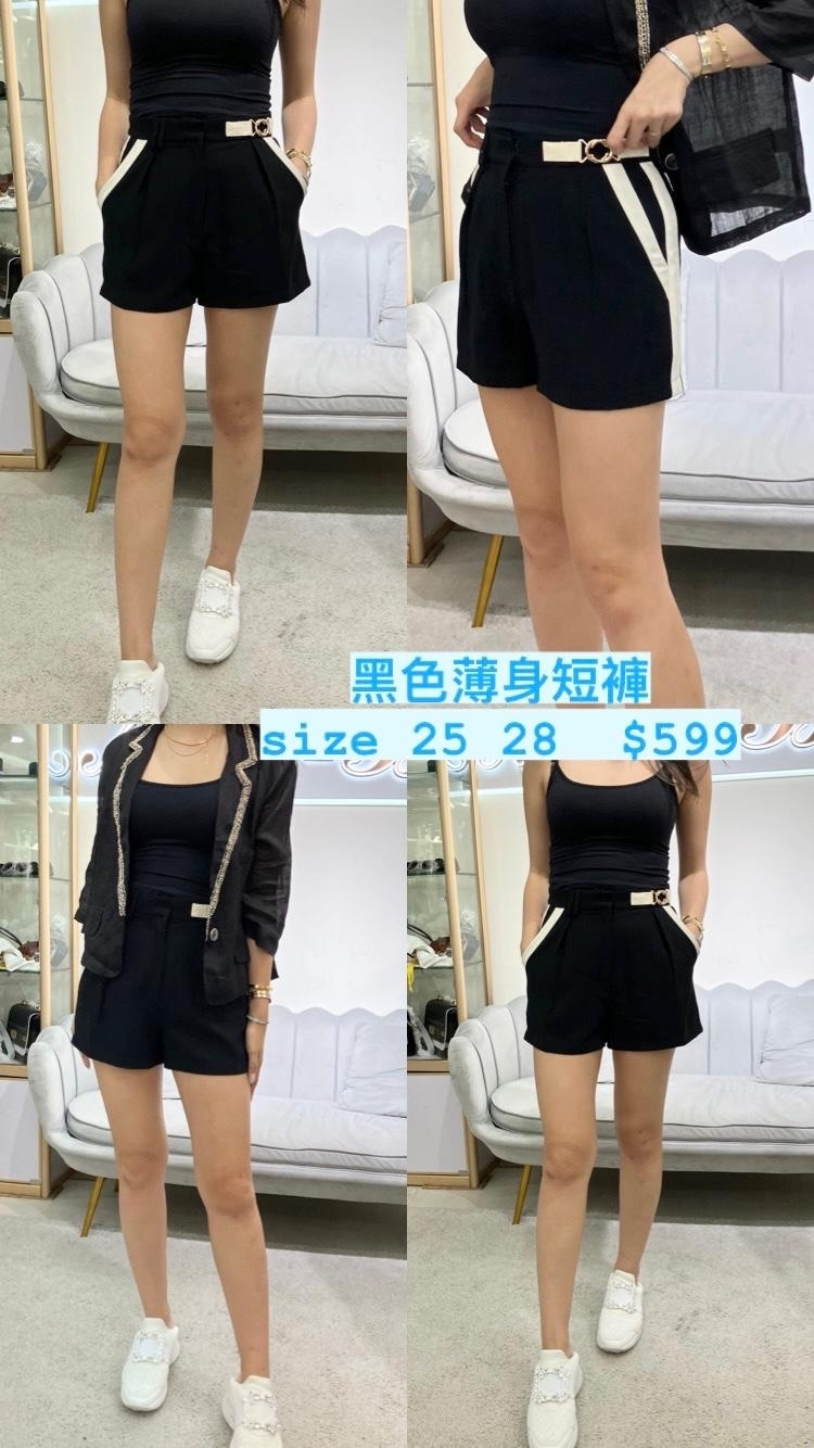 黑色薄身短褲 -T