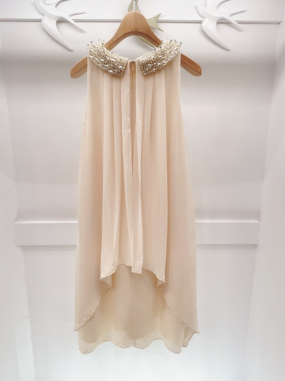 水鑽珍珠領無袖洋裝