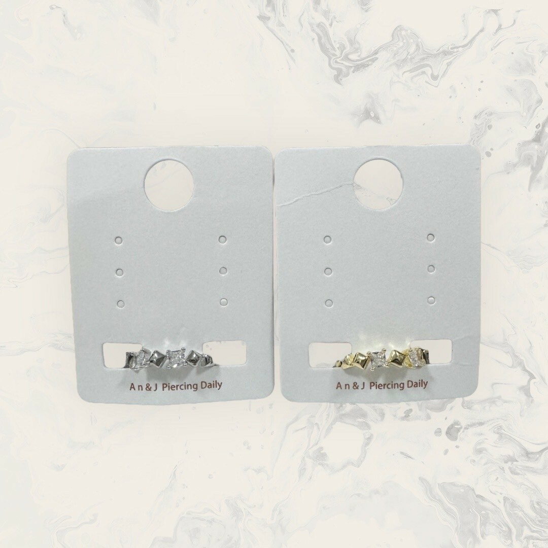 韓國直送戒指 可調式 方鋯+素方塊交錯排列 鍍14K