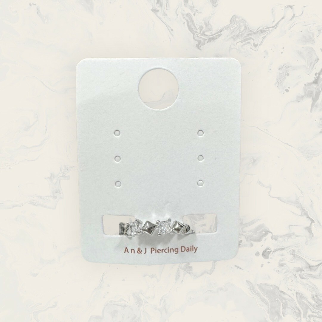 韓國直送戒指 可調式 方鋯+素方塊交錯排列 鍍14K