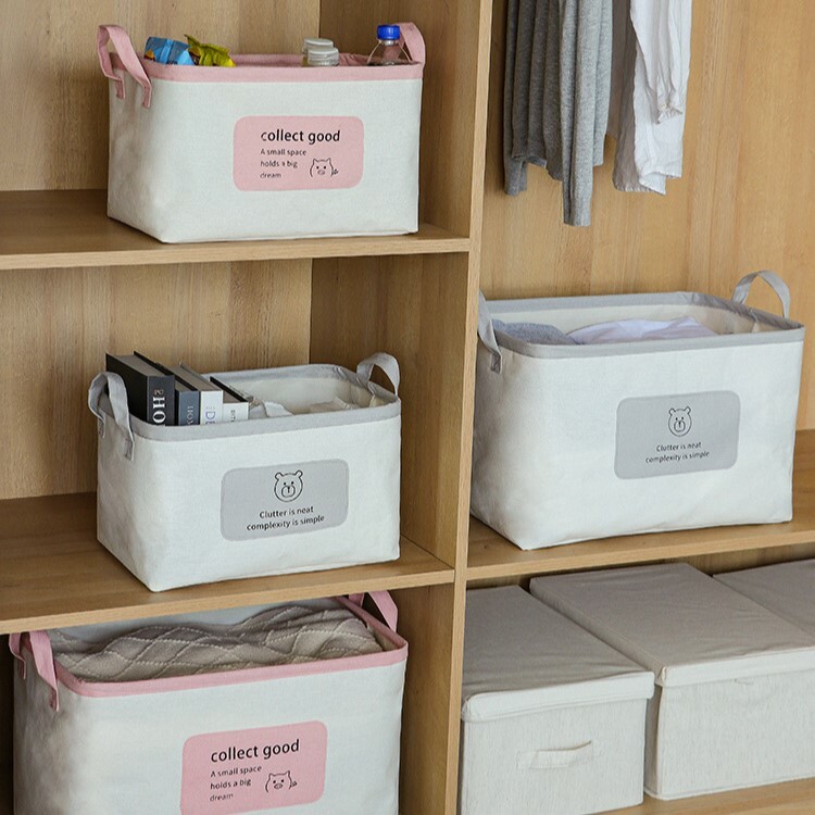 《4469》卡通多功能棉麻摺疊收納籃