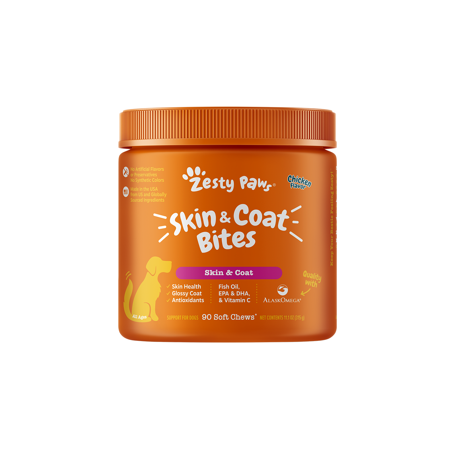 Zesty Paws 犬用Omega皮毛護理咀嚼軟粒