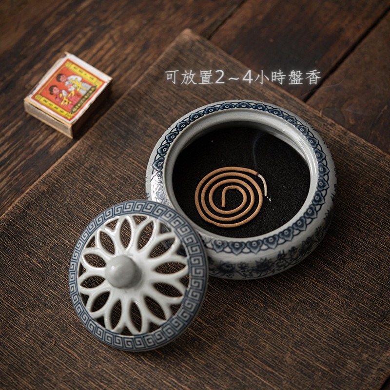 仿古青花盤香爐