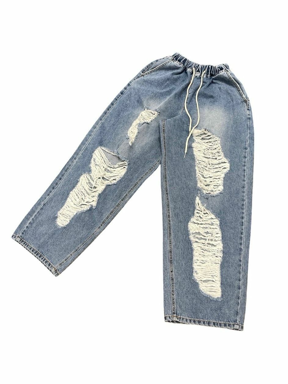 洗水破洞鬆身牛仔褲 P2863