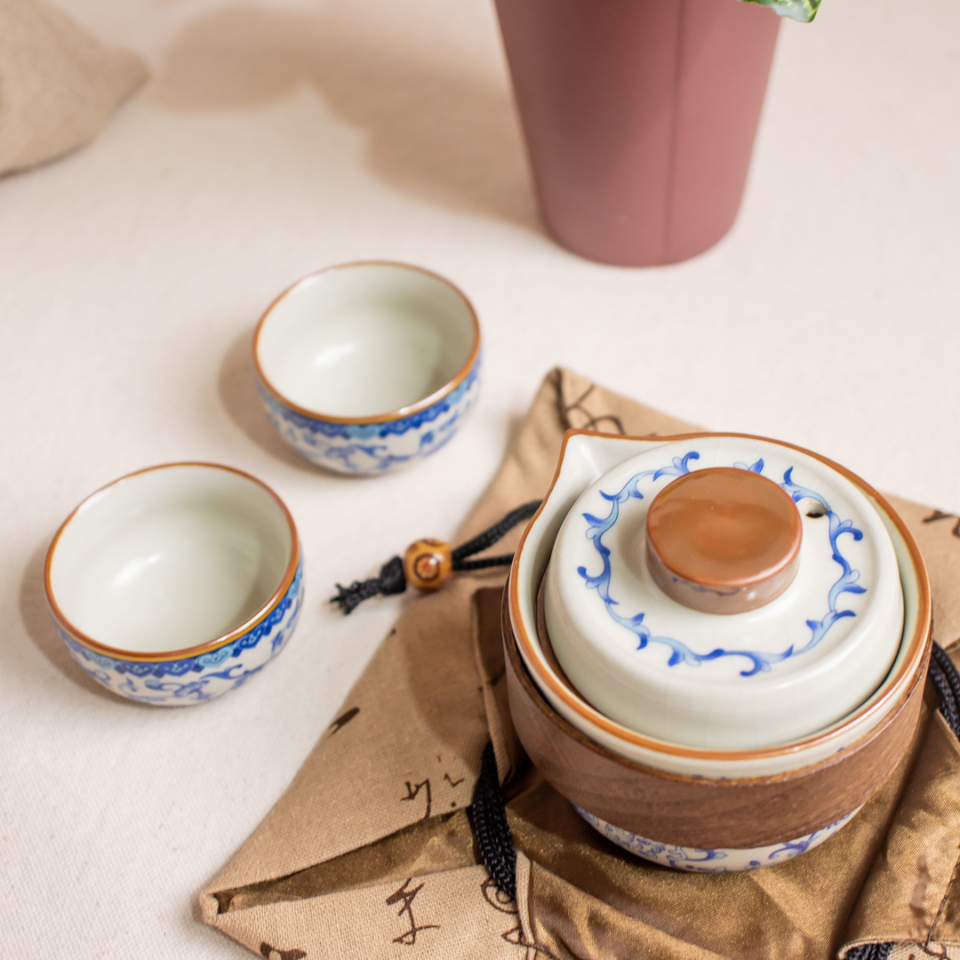 蜜黃汝窯貼花旅行茶組｜張迺妙茶師紀念館