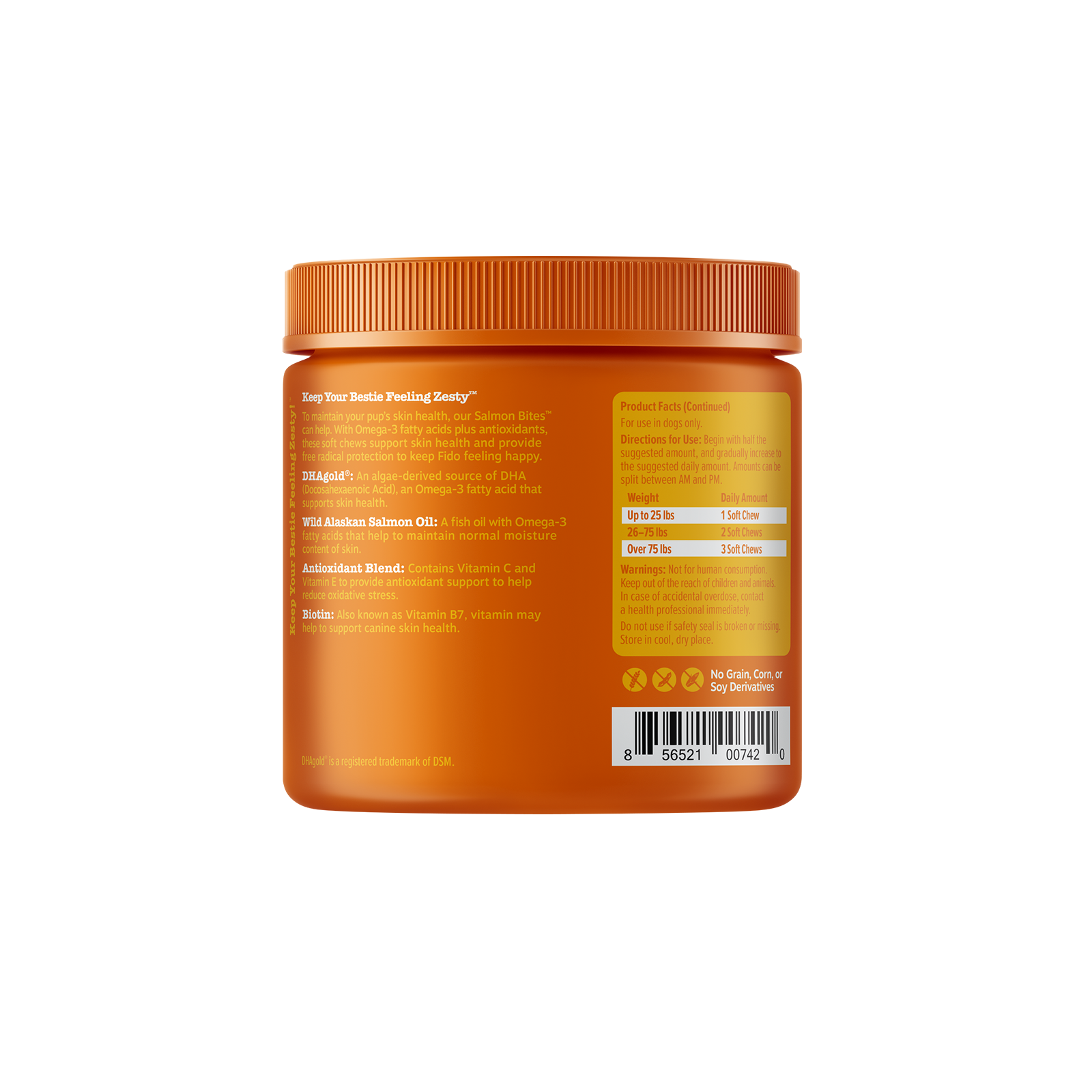 Zesty Paws 犬用皮膚健康三文魚咀嚼軟粒